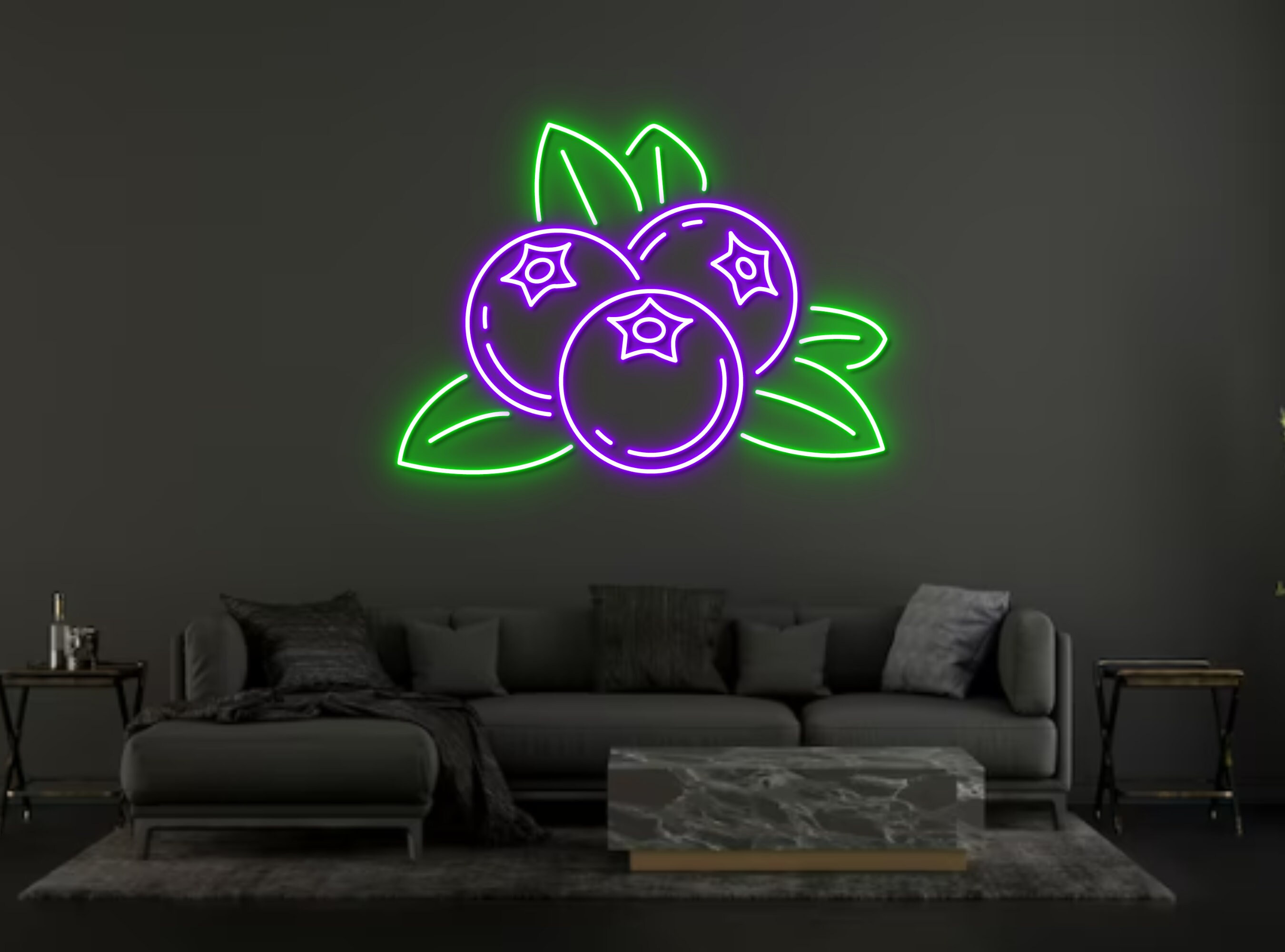 Blueberry Fruits Neon Sign Fresh