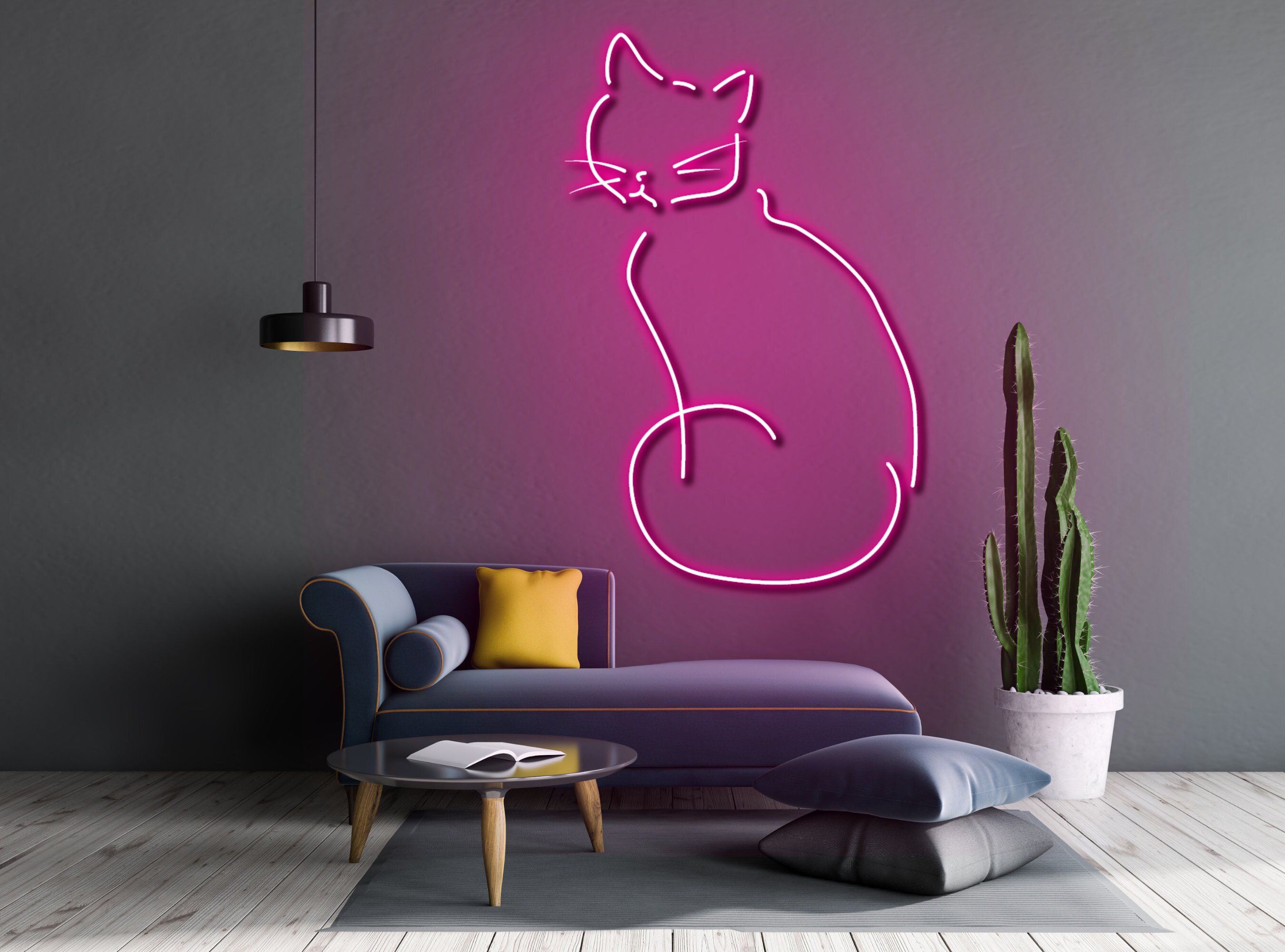 Cat Line Art Neon Sign Wall Decor