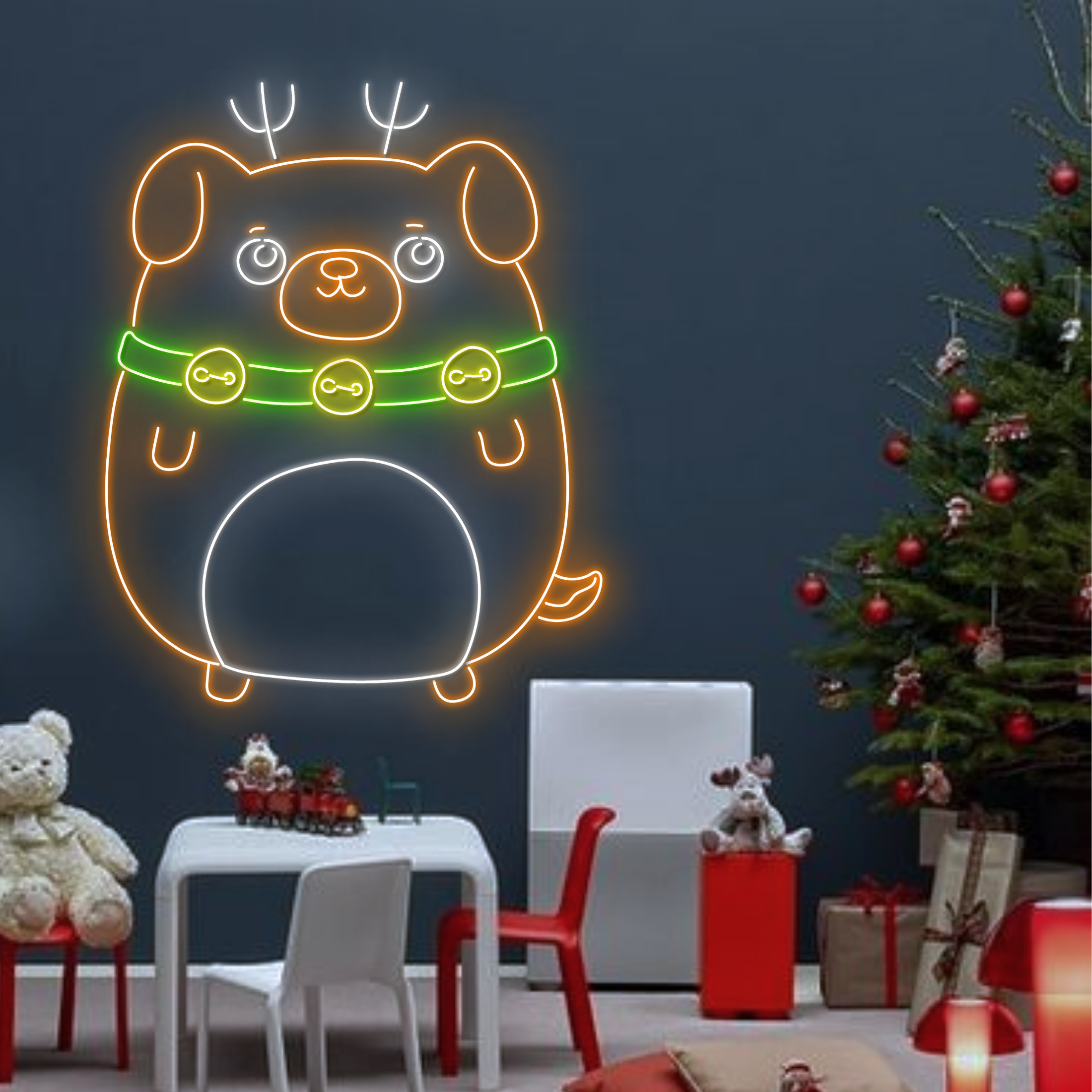 Christmas Dog Neon Sign Christmas Cute Lights Wall Decor