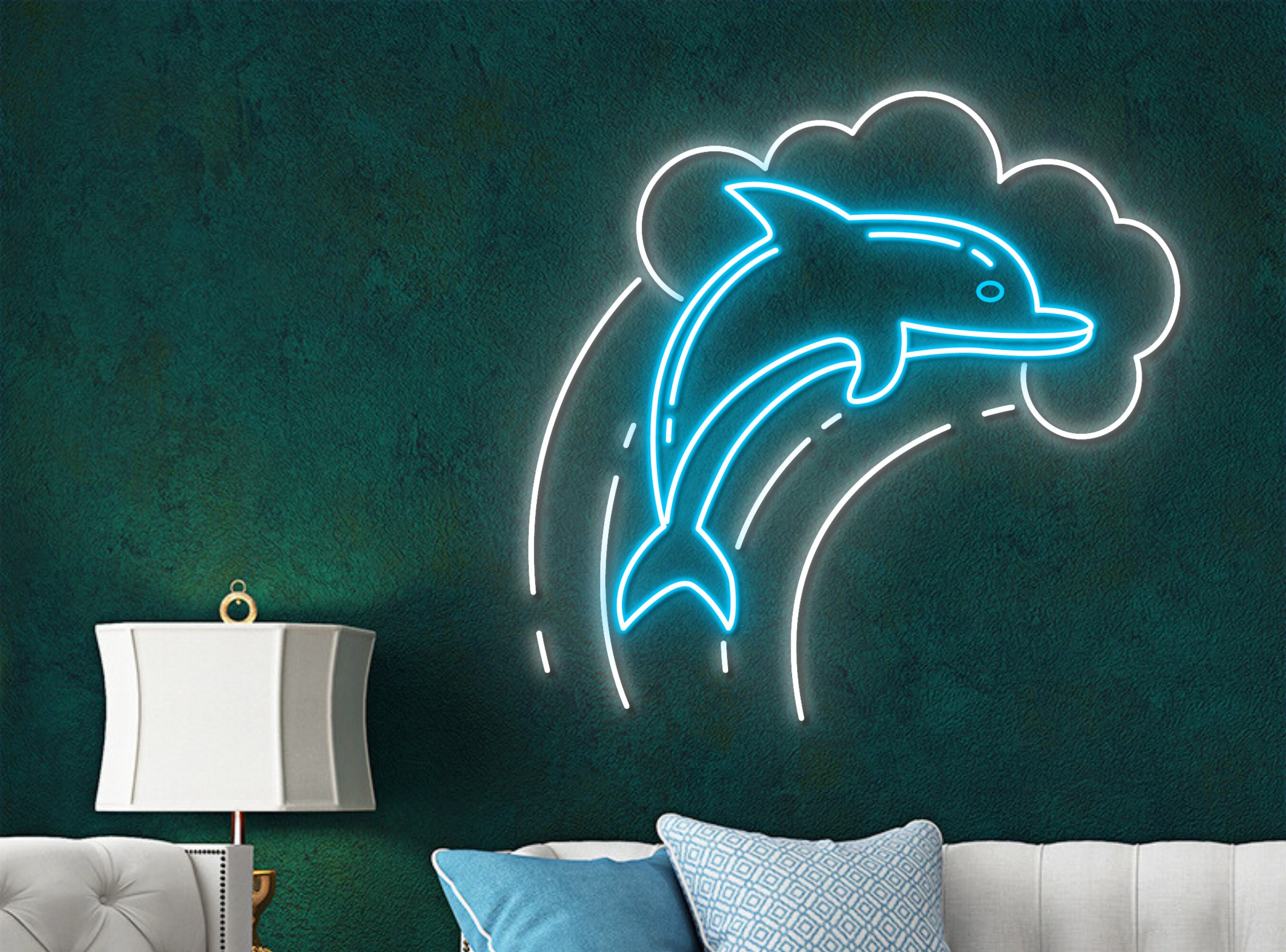 Dolphin Swimming Neon Sign