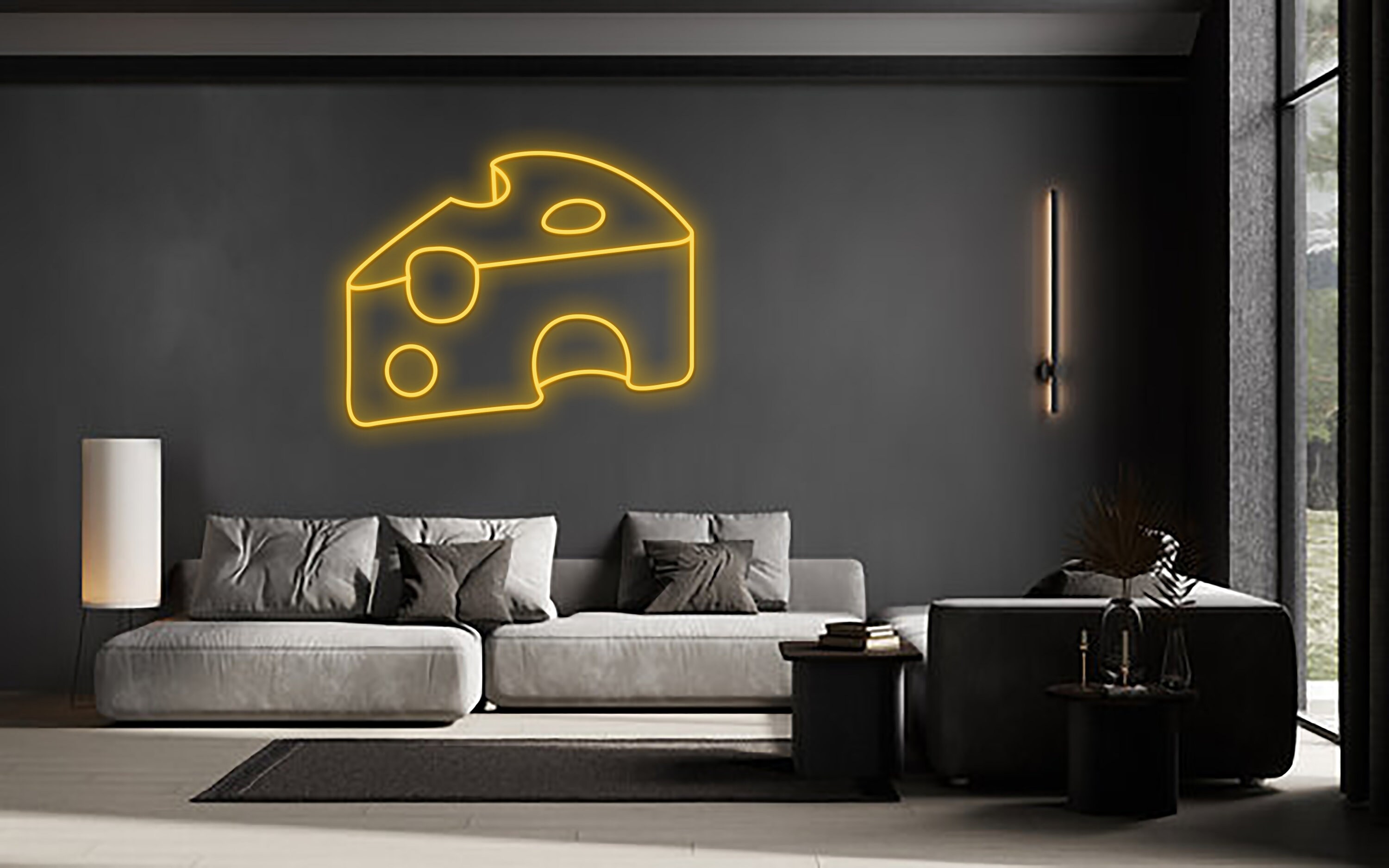 Cheese Line Art Neon Sign Kitchen Wall Art