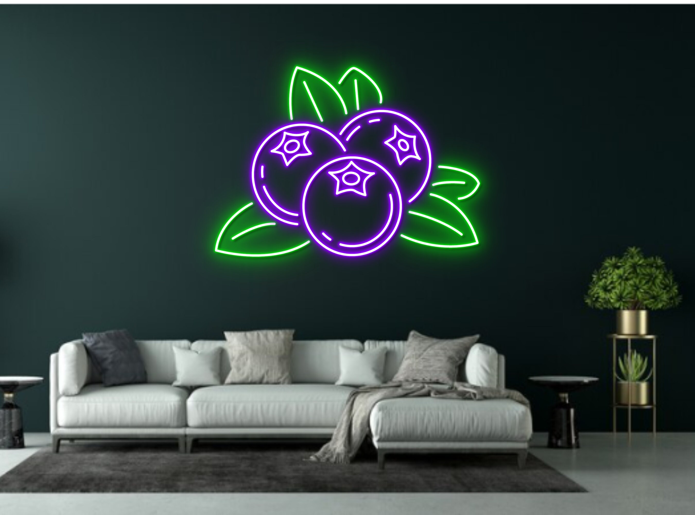 Blueberry Fruits Neon Sign Fresh