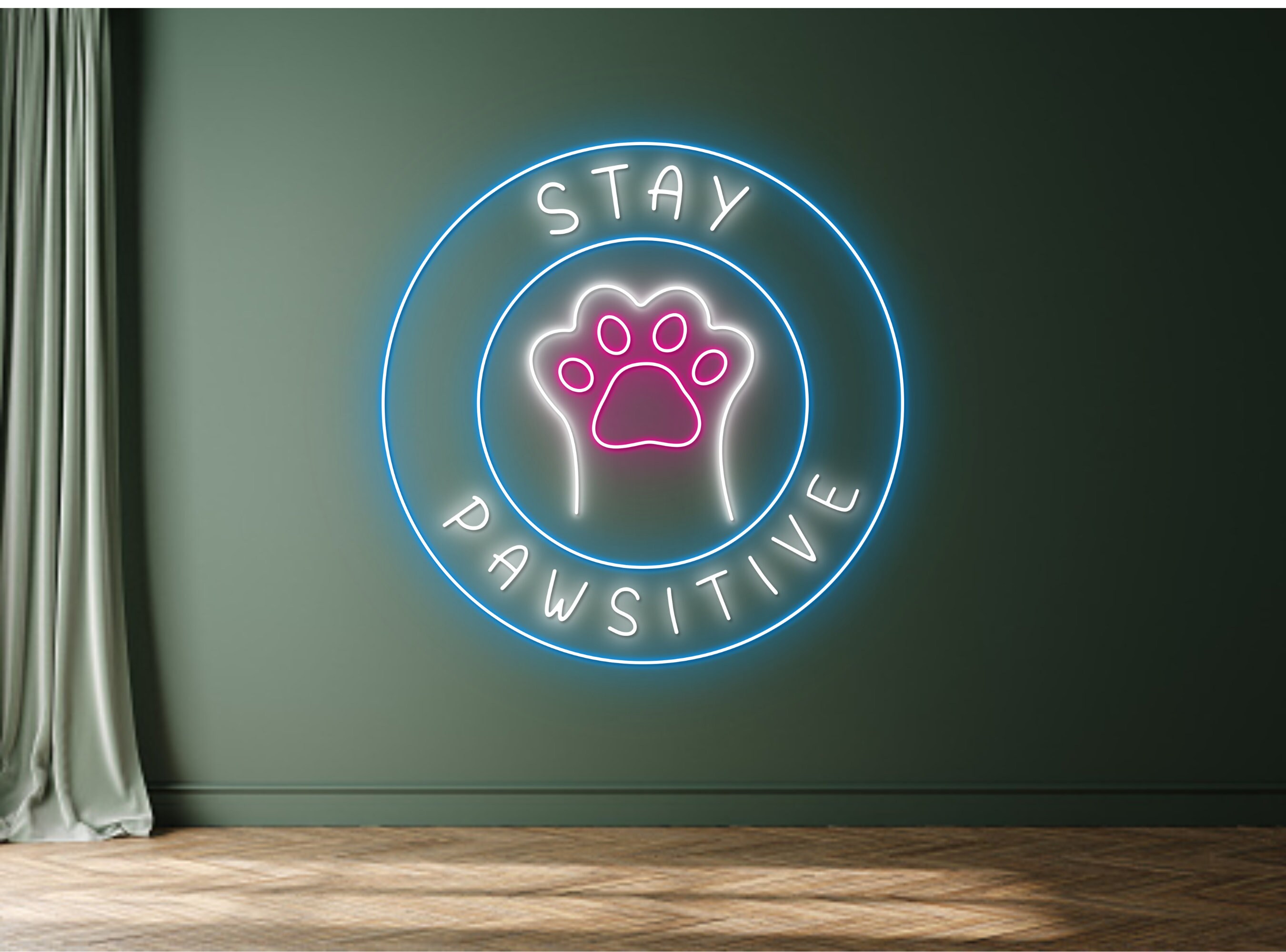 Stay Pawsitive Cat Neon Sign