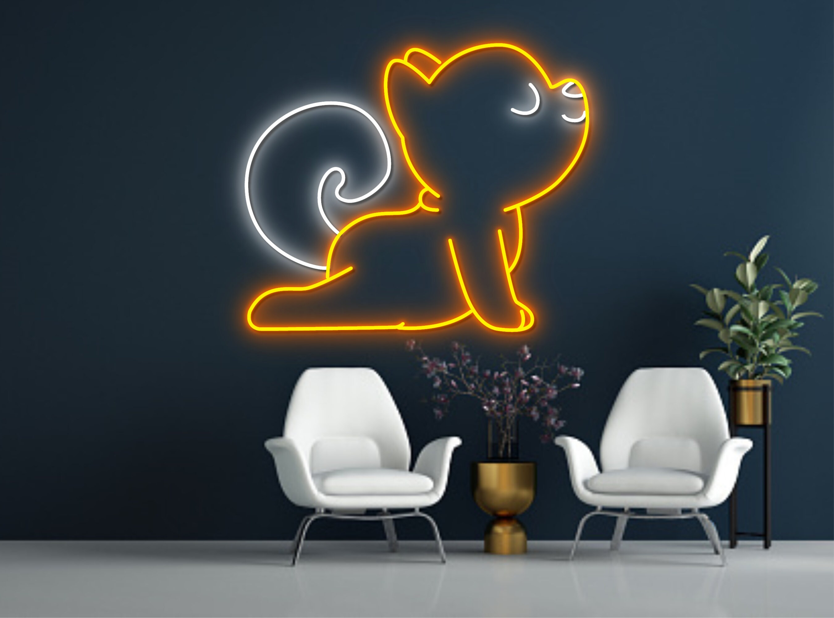 Chibi Dog Yoga Pose Neon Sign