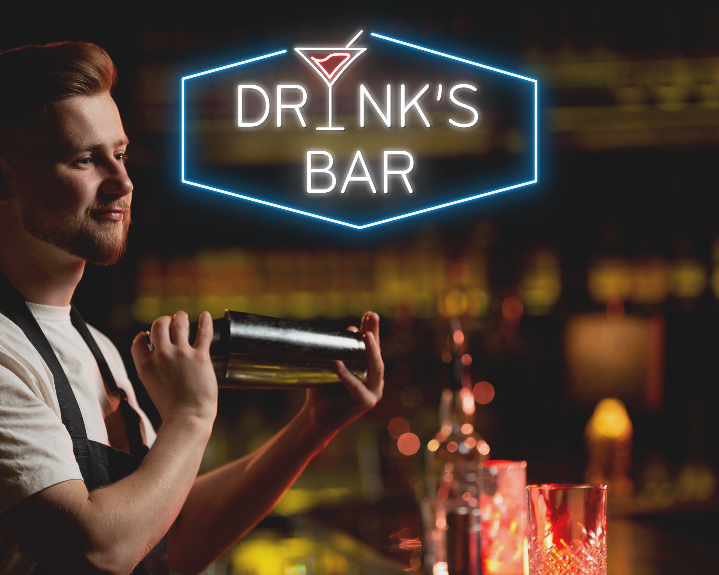 Drinking Cocktail Bar Neon Sign Beer Wall Decor
