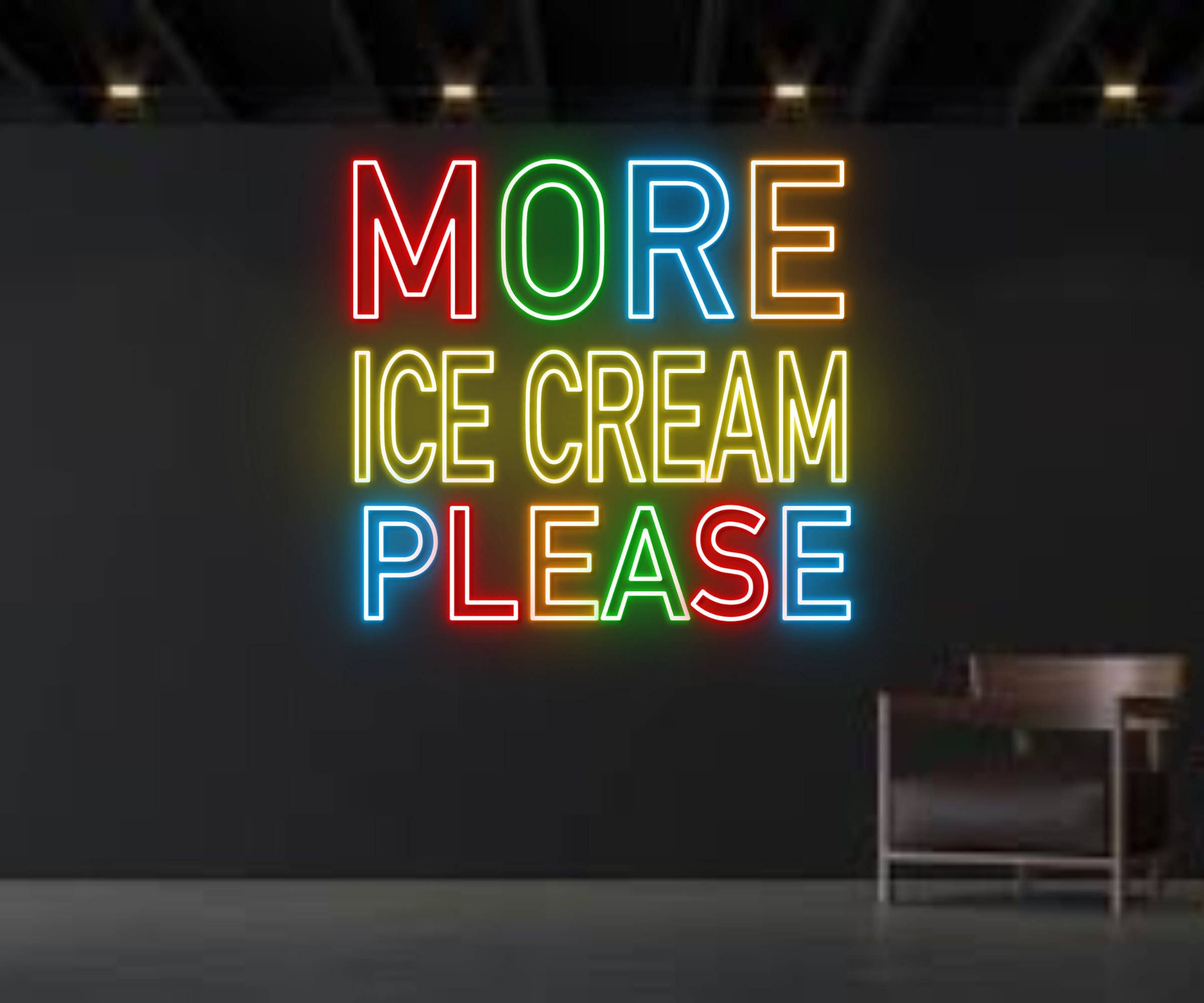 More Ice Cream Please Neon Sign Ice Cream Parlor Wall Art