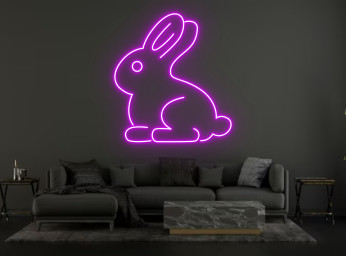 Cute Bunny Rabbit Neon Sign Hanging Sign Wall Art