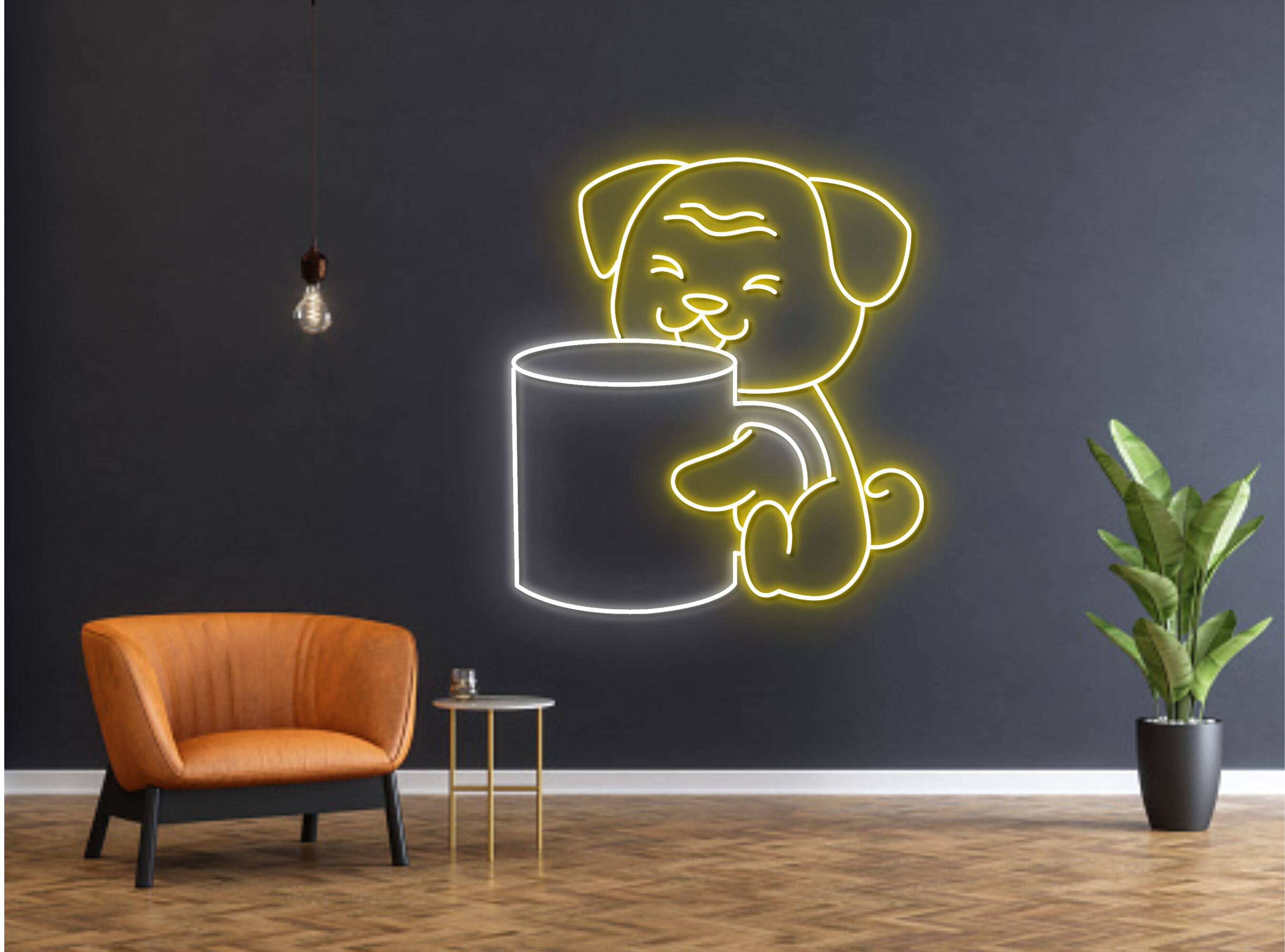 Pug Dog And Coffee Cup Neon Sign Pet Lover Gifts