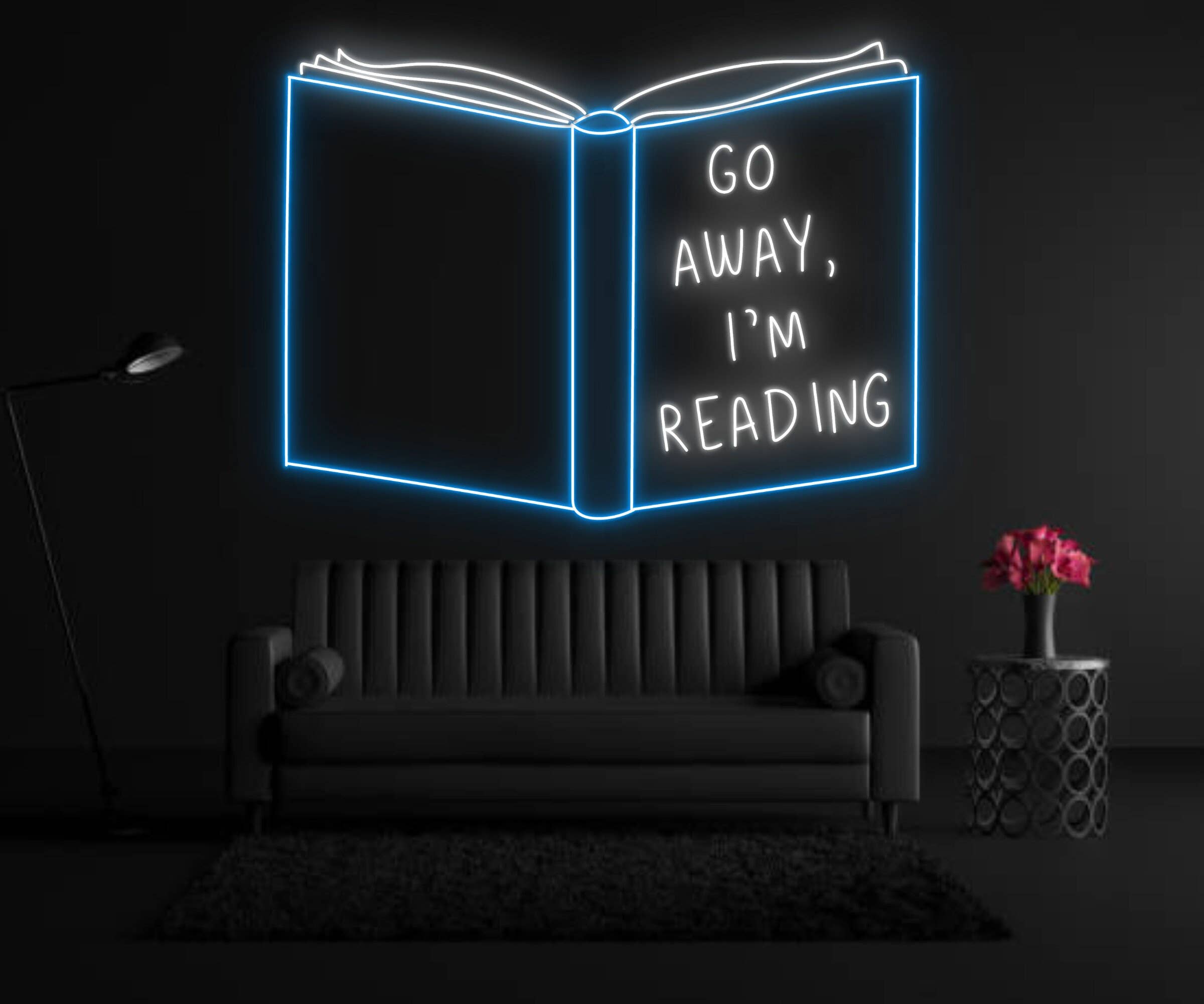 Go Away I'm Reading Neon Sign Bookish Wall Art Decor