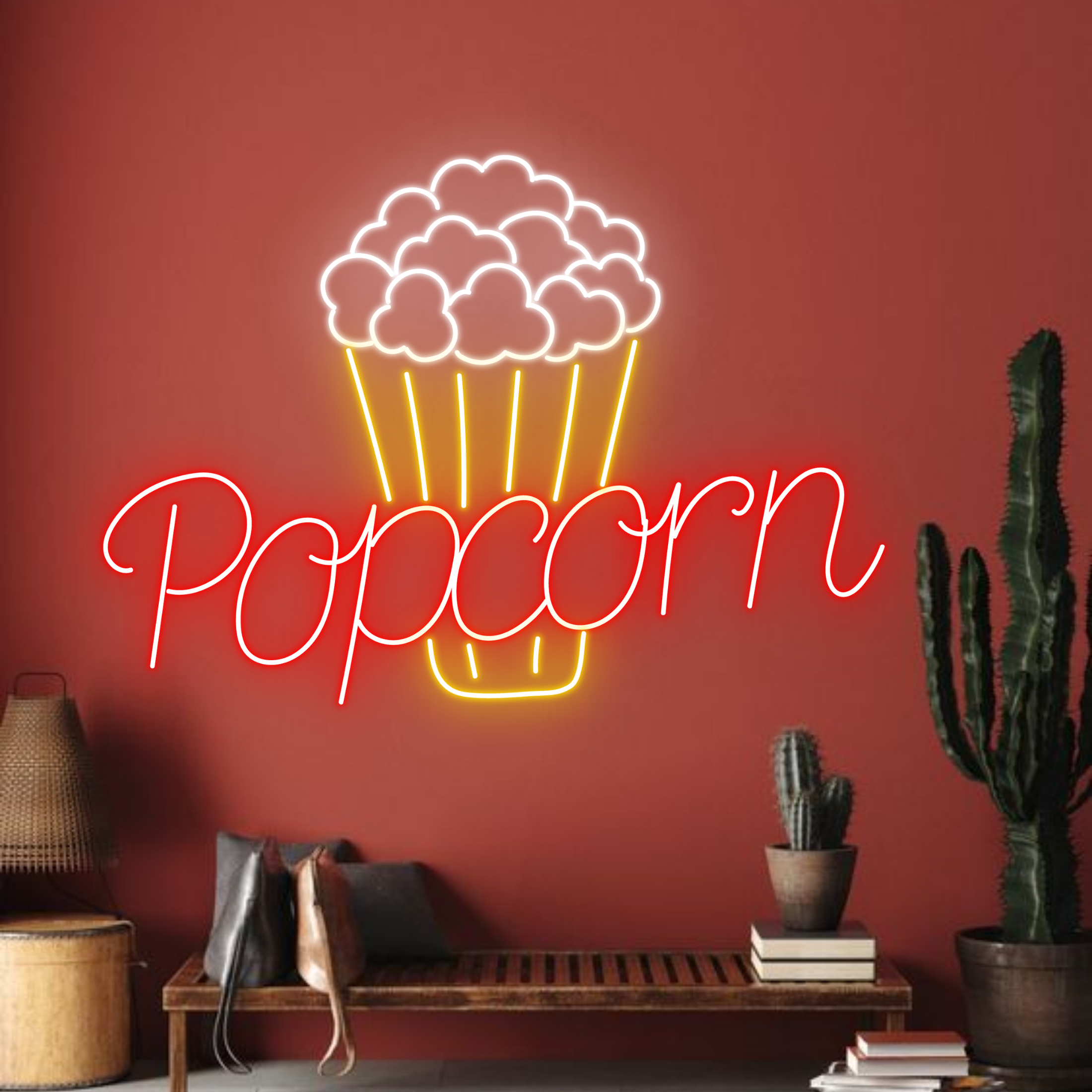Popcorn Neon Sign Cinema Wall Led Light Decor