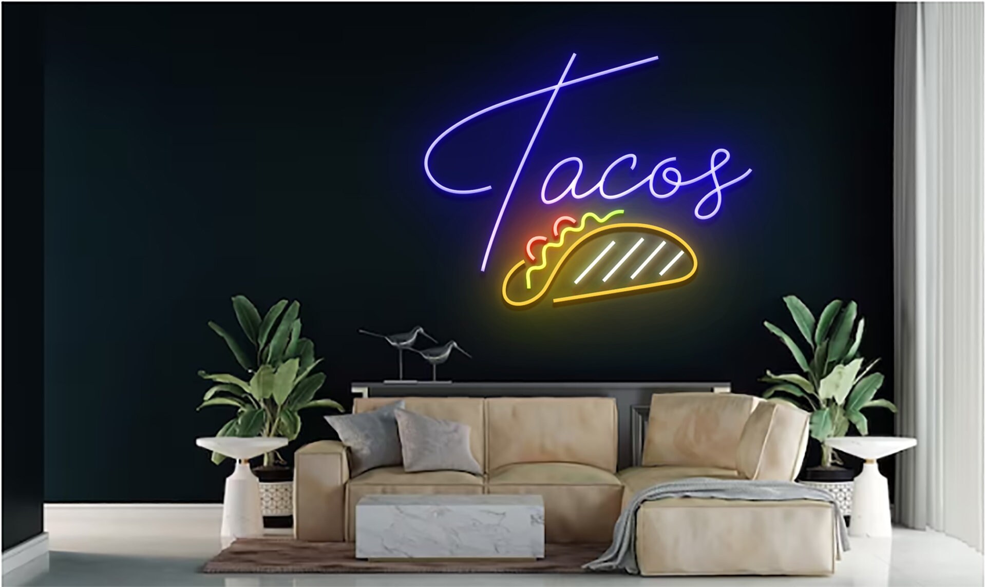 Tacos Food Restaurant Neon Sign Wall Decor Gift