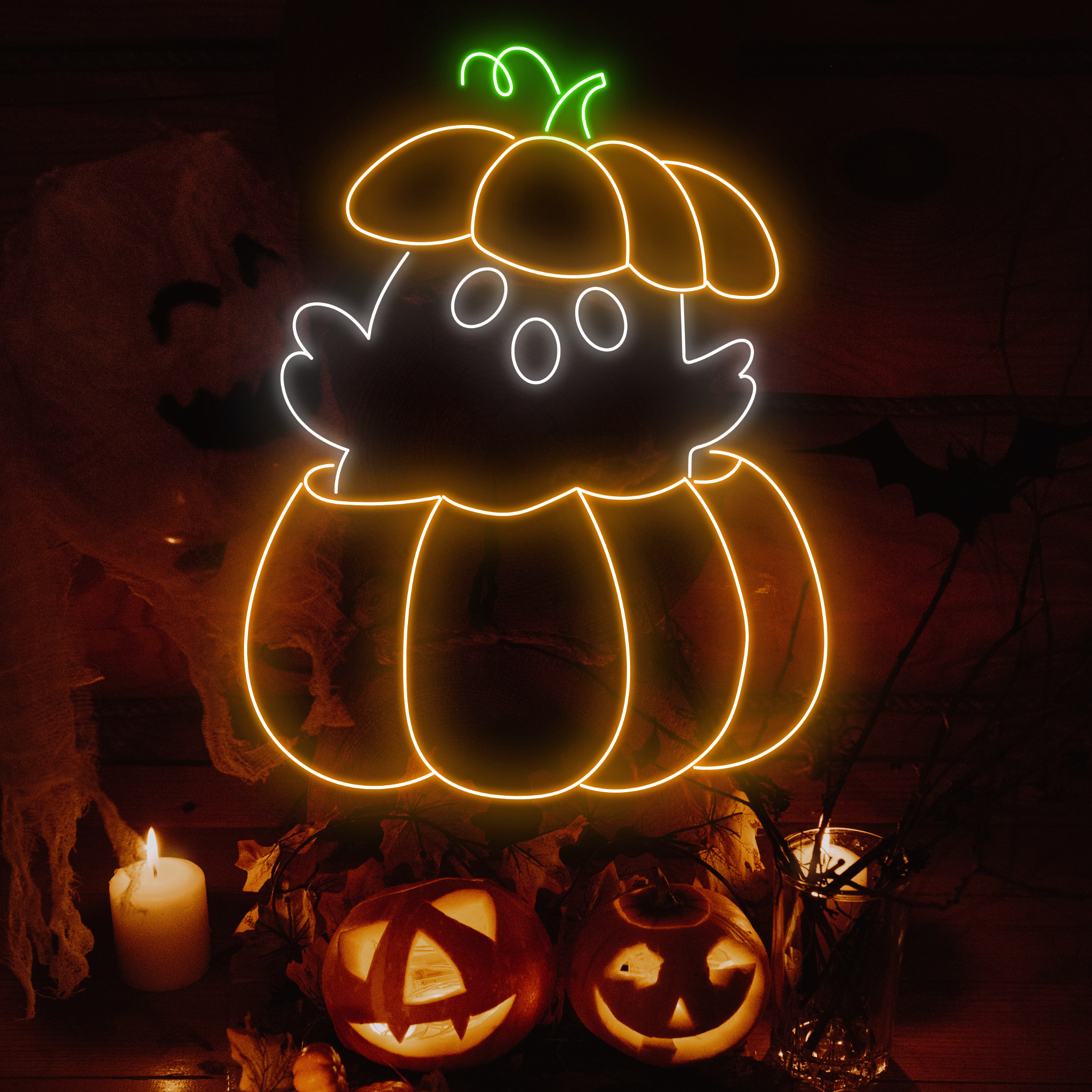 Pumpkin Ghost Neon Signs Halloween Long-lasting Decor