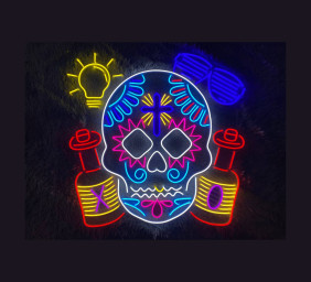 Calavera Beer Bar Pub Club Neon Sign