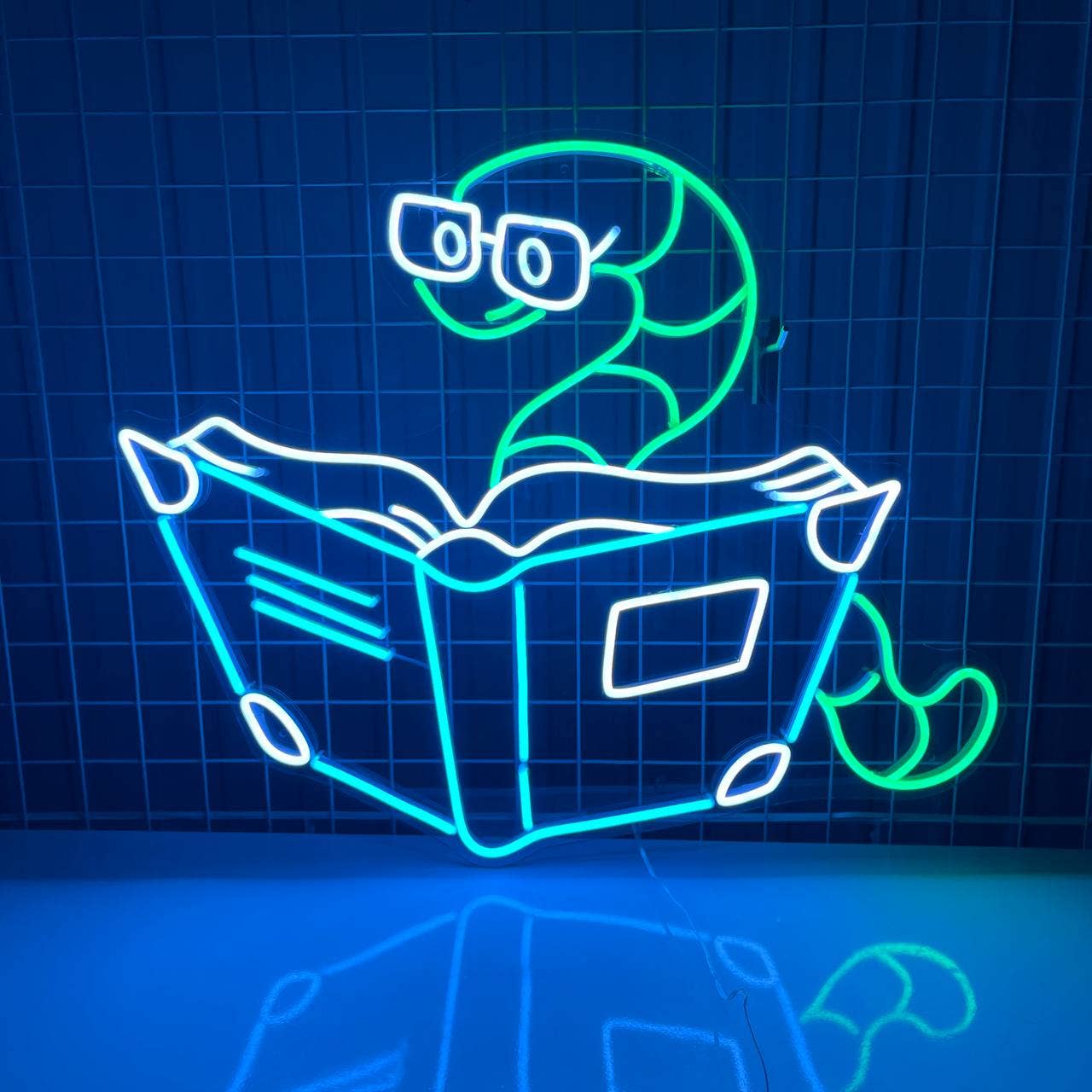 Snake Read Book Neon Sign Animal Art Decor