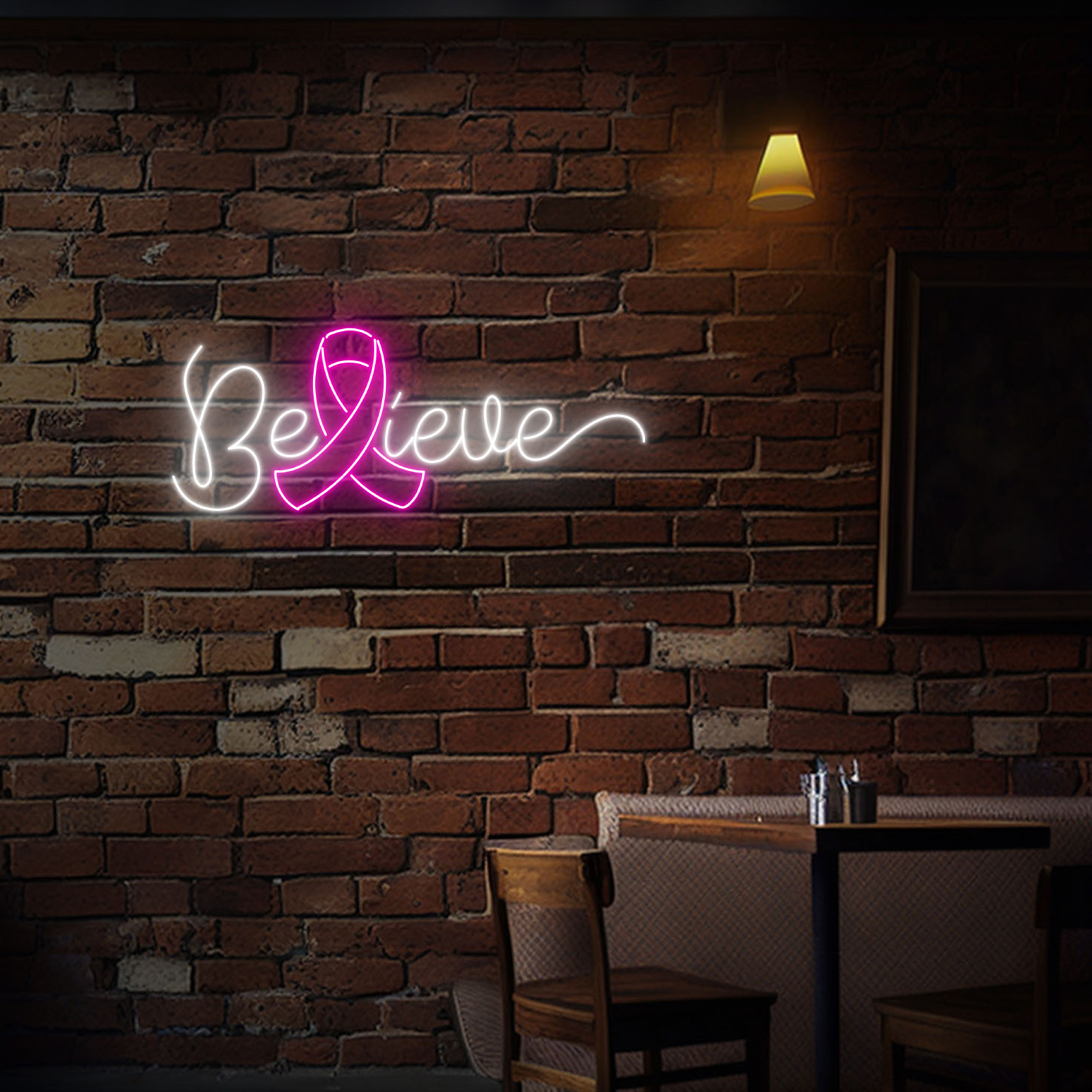 Belive Breast Cancer Awareness Neon Sign Wall Decor