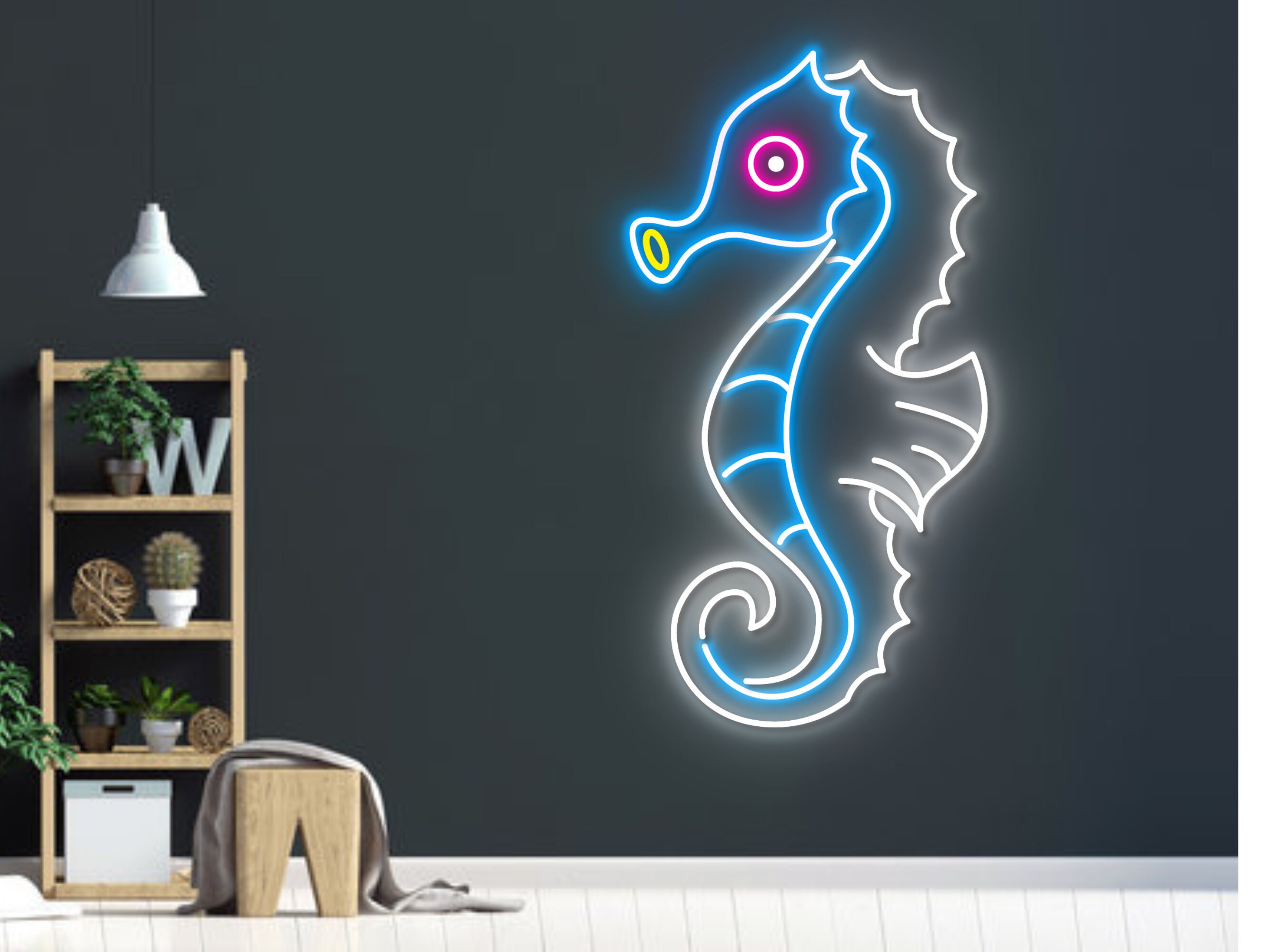 Colorful Seahorse Line Art Neon Signs
