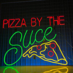 Pizza By The Slide Neon Sign Decor Pizza Restaurant Decor