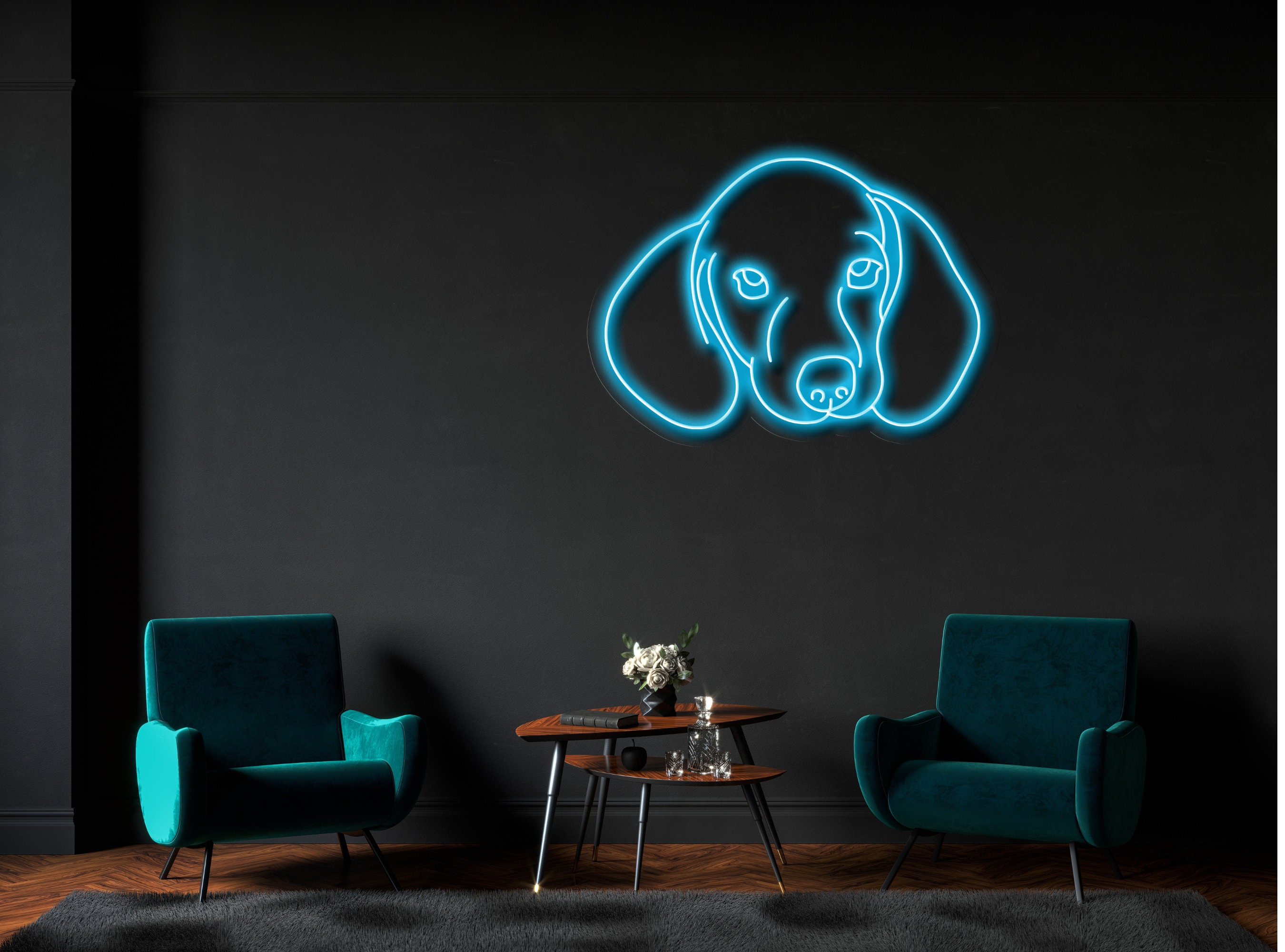 Face Sausage Dog Neon Sign