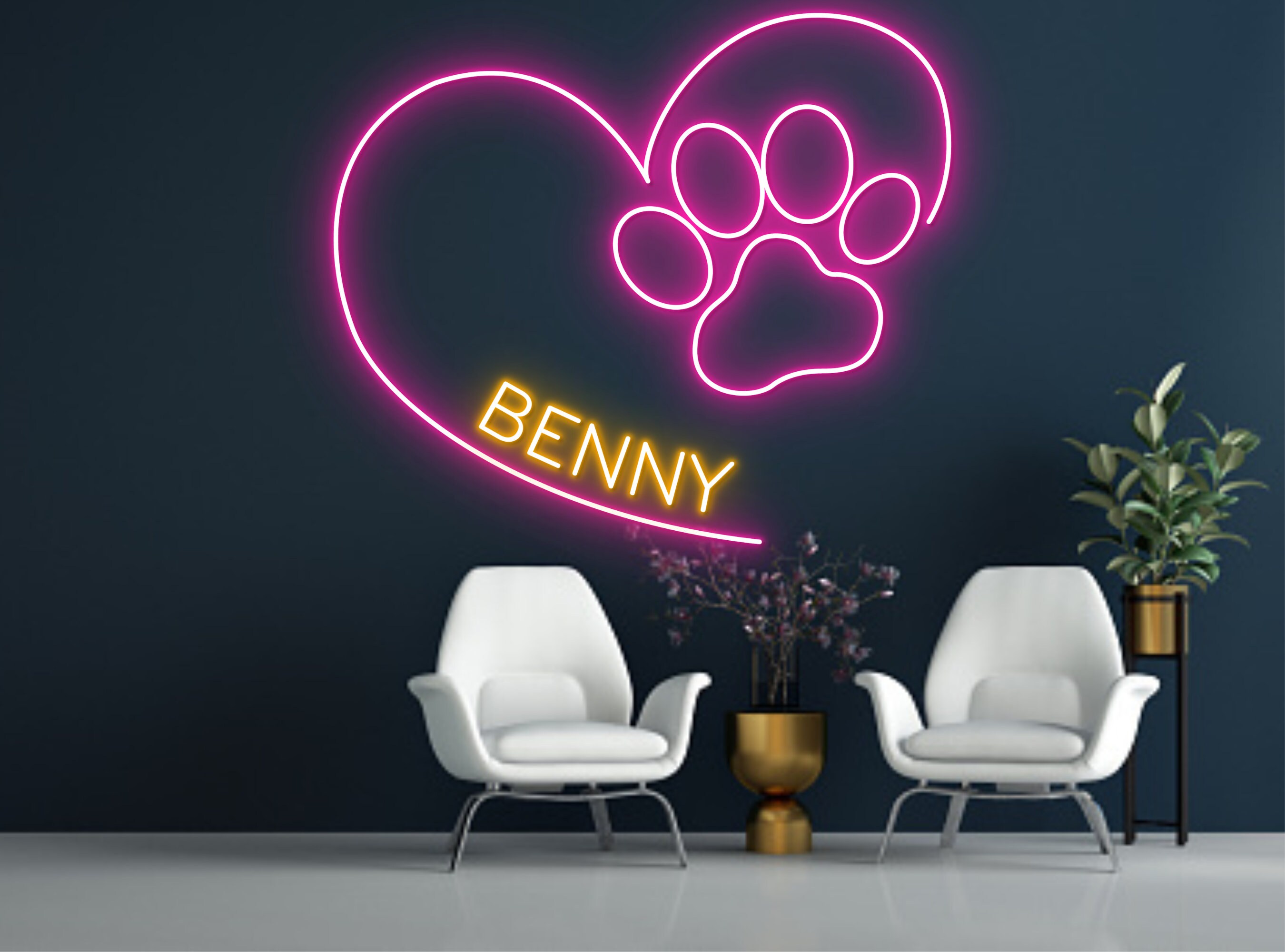 Custom Dog Paw Name Neon Sign Decor sign