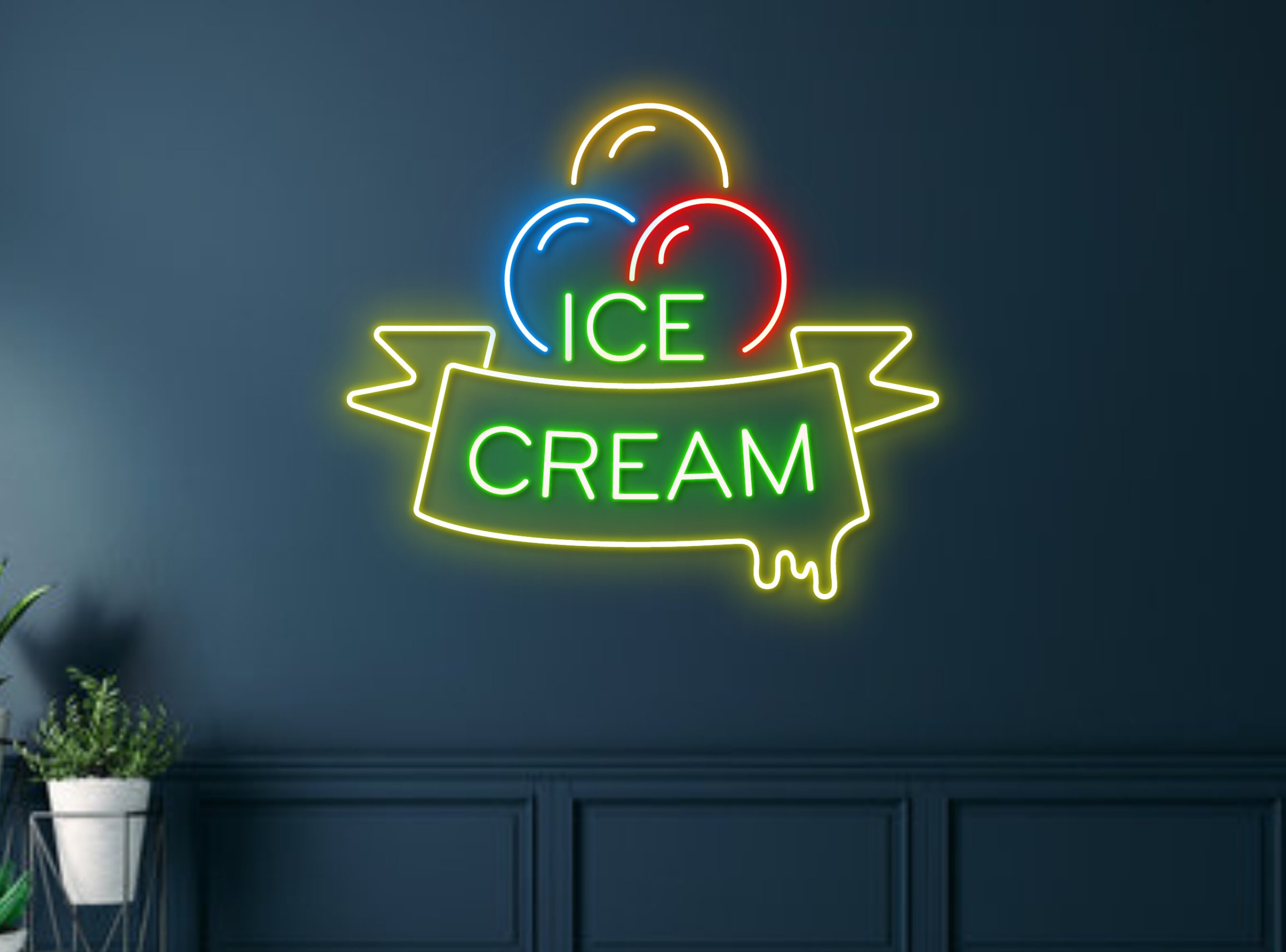 Ice Cream Neon Sign Wall Art Decoration