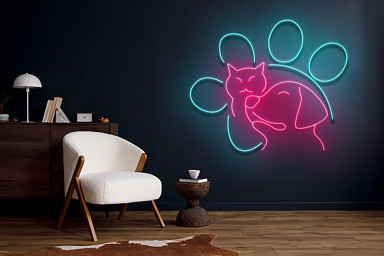Cat Dog Paw Neon Sign