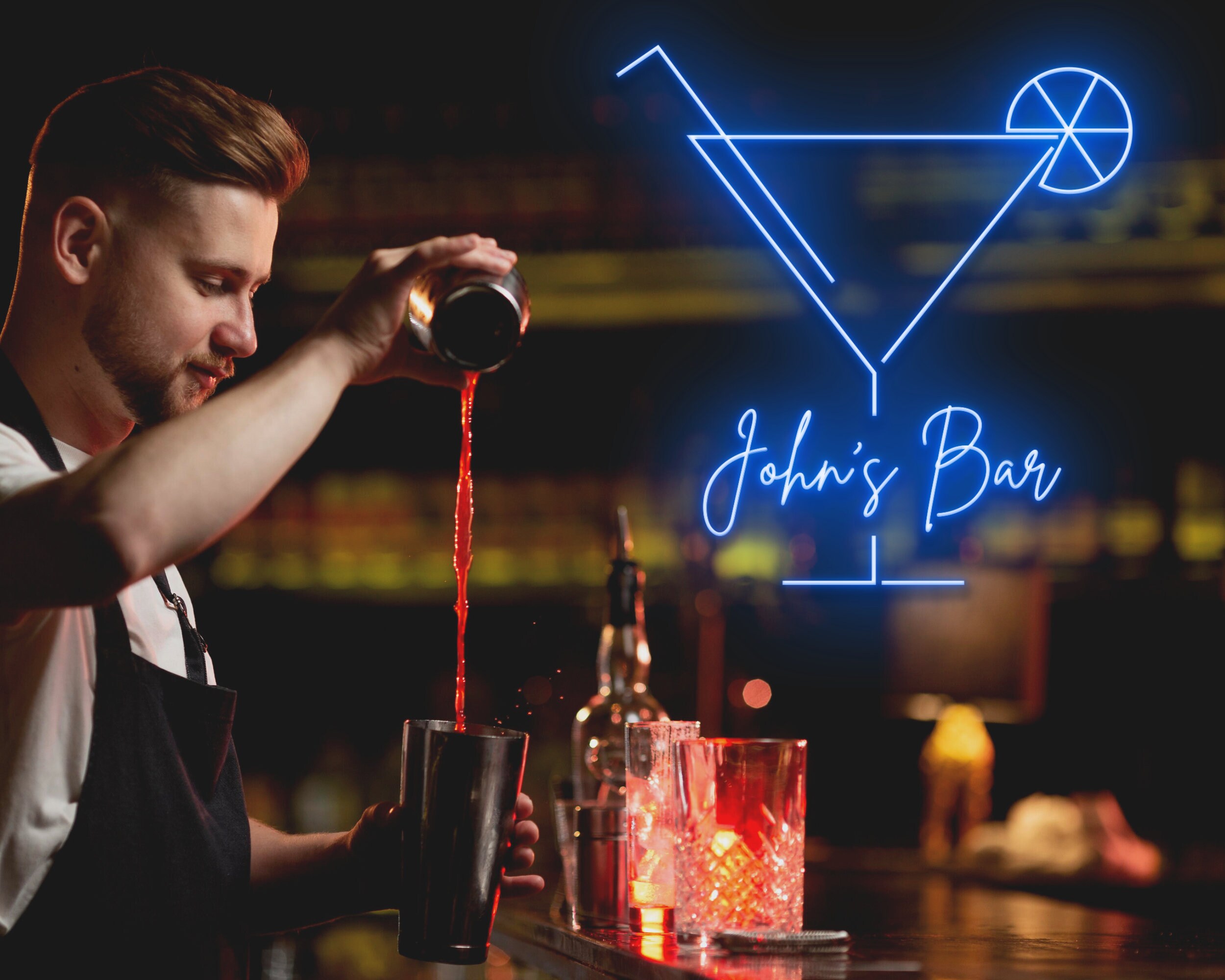 Custom Cocktails Cup Name Bar Pub Neon Signs
