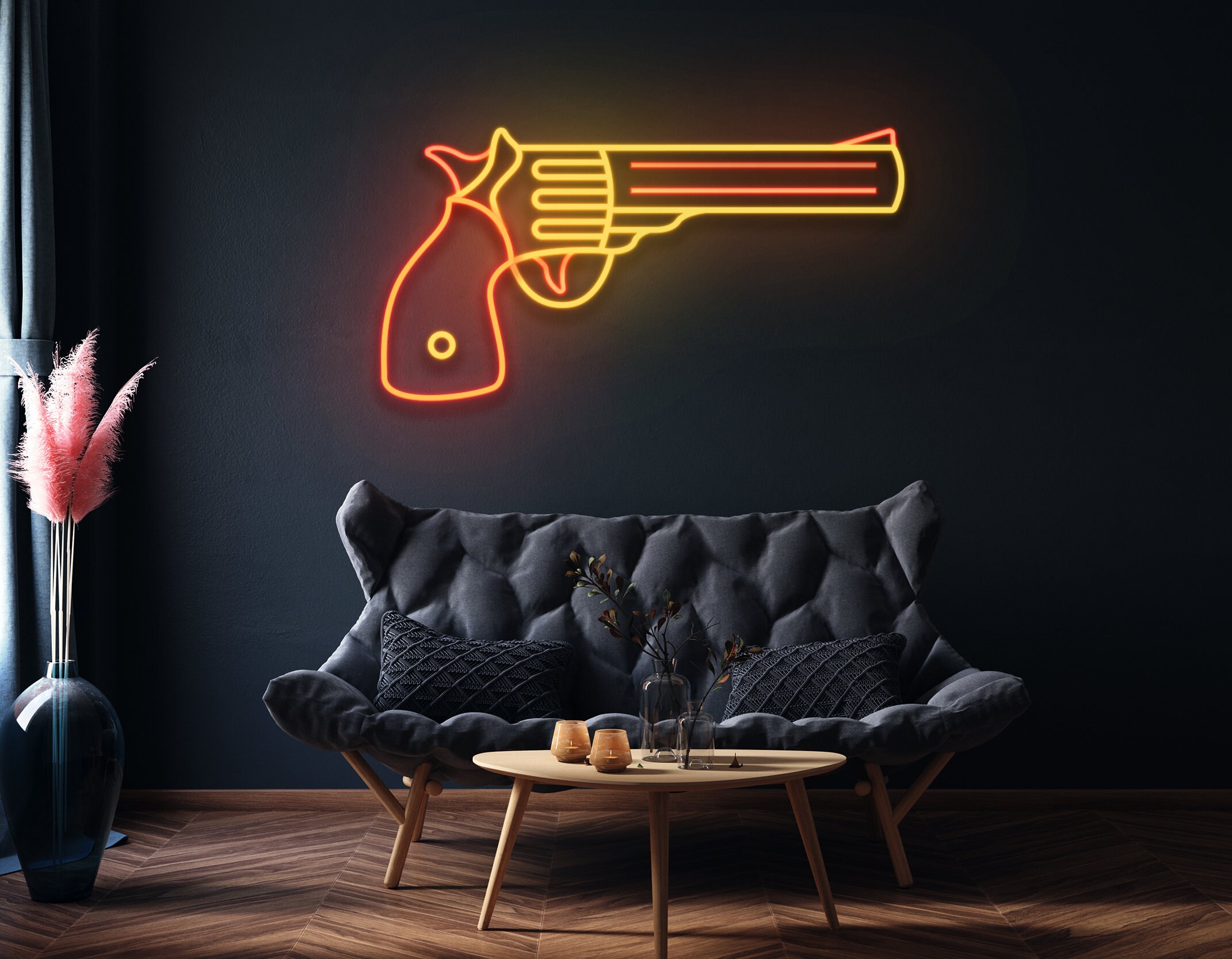 Gun Neon Sign Wall Art Signage