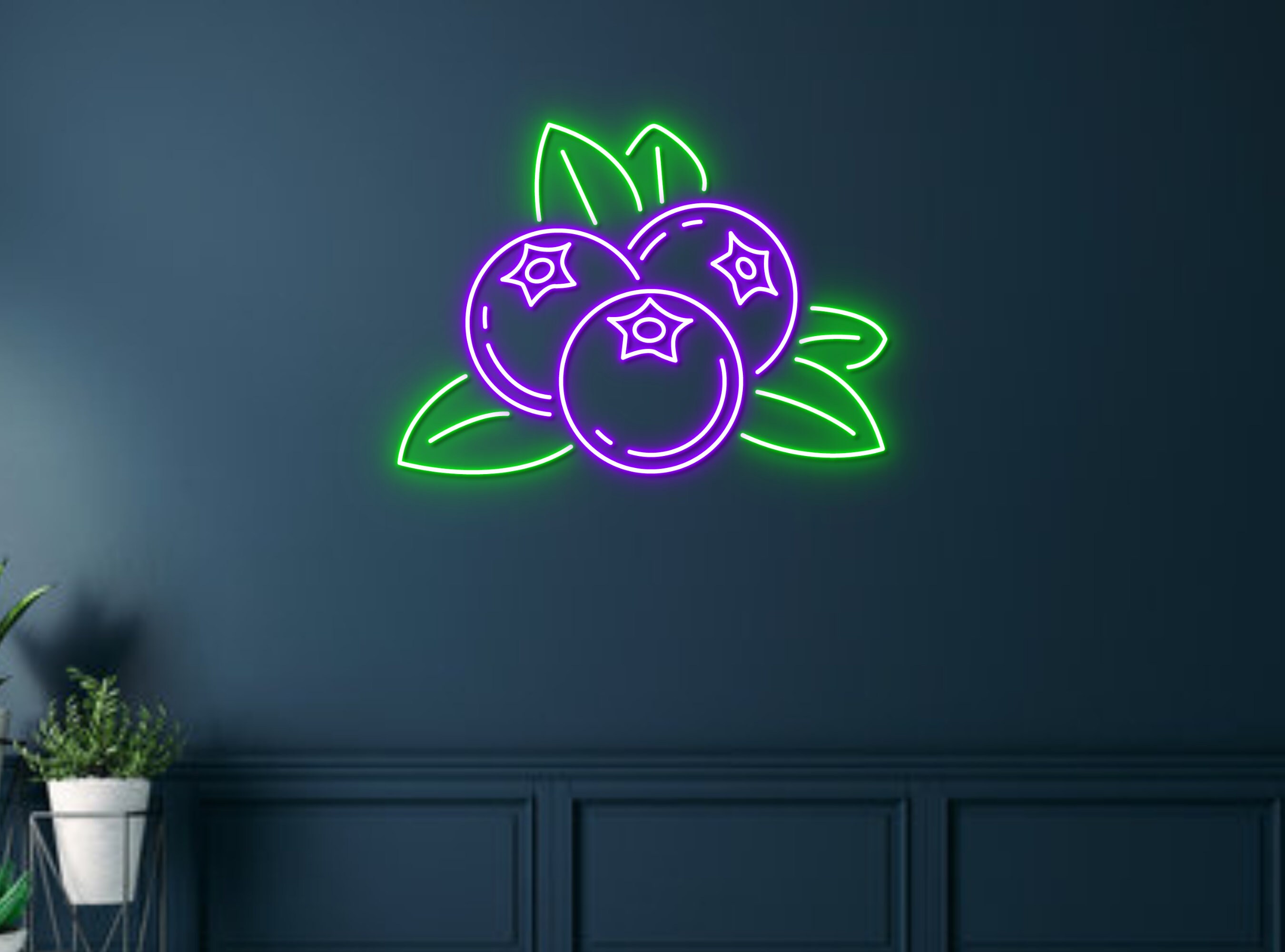 Blueberry Fruits Neon Sign Fresh