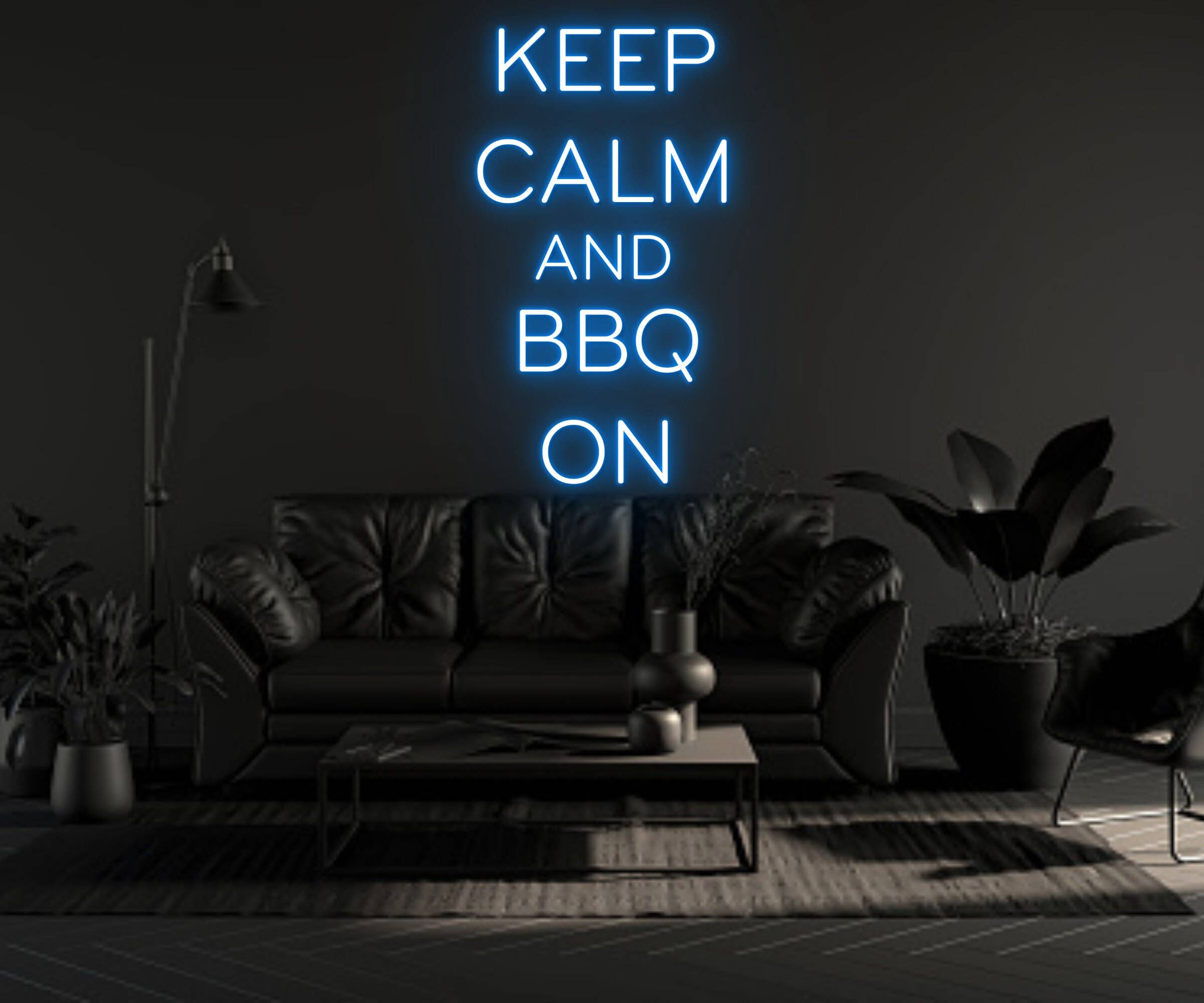 Keep Calm And BBQ On Neon Sign BBQ Restaurant Decor