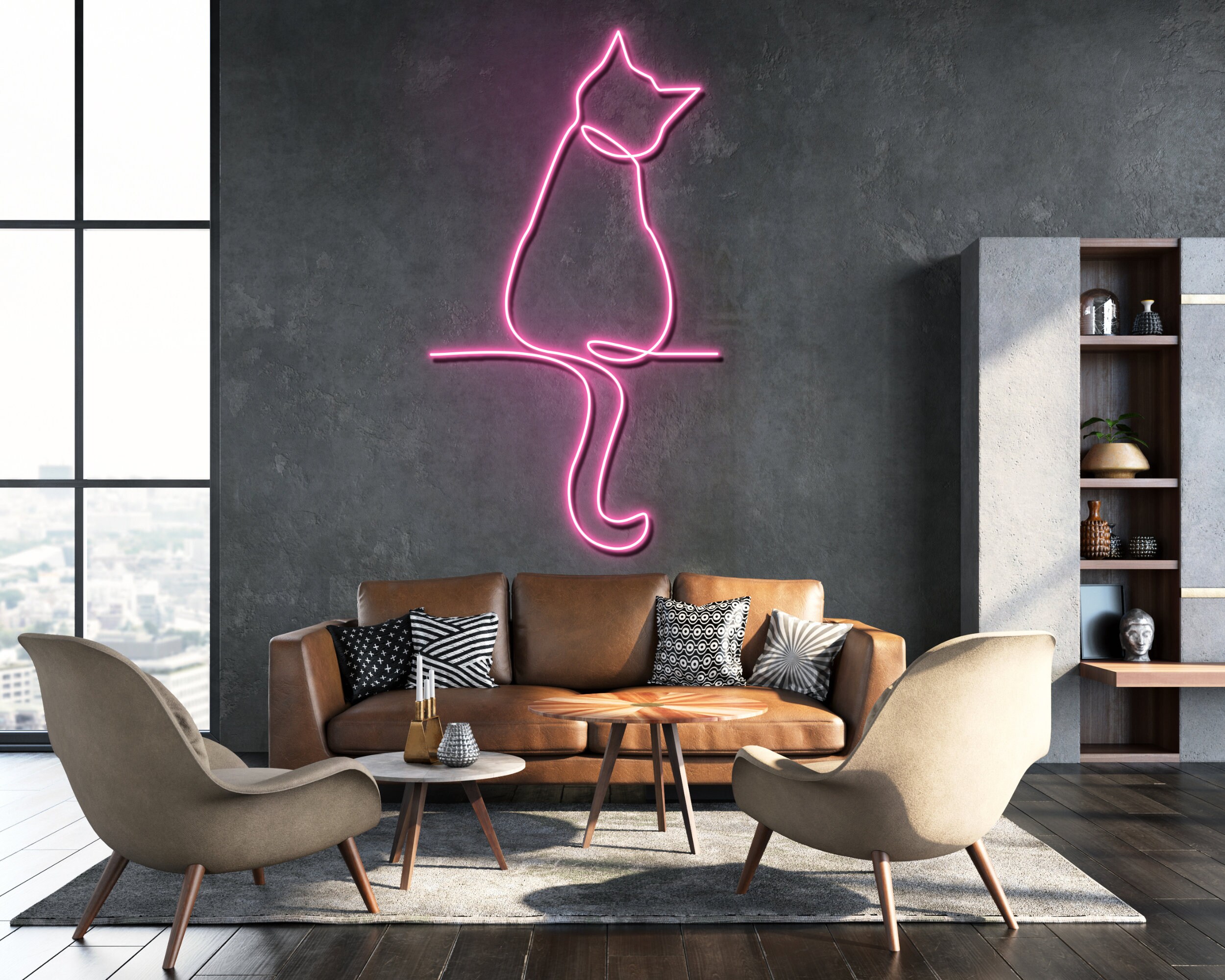 Cat Line Art Neon Sign Decor sign