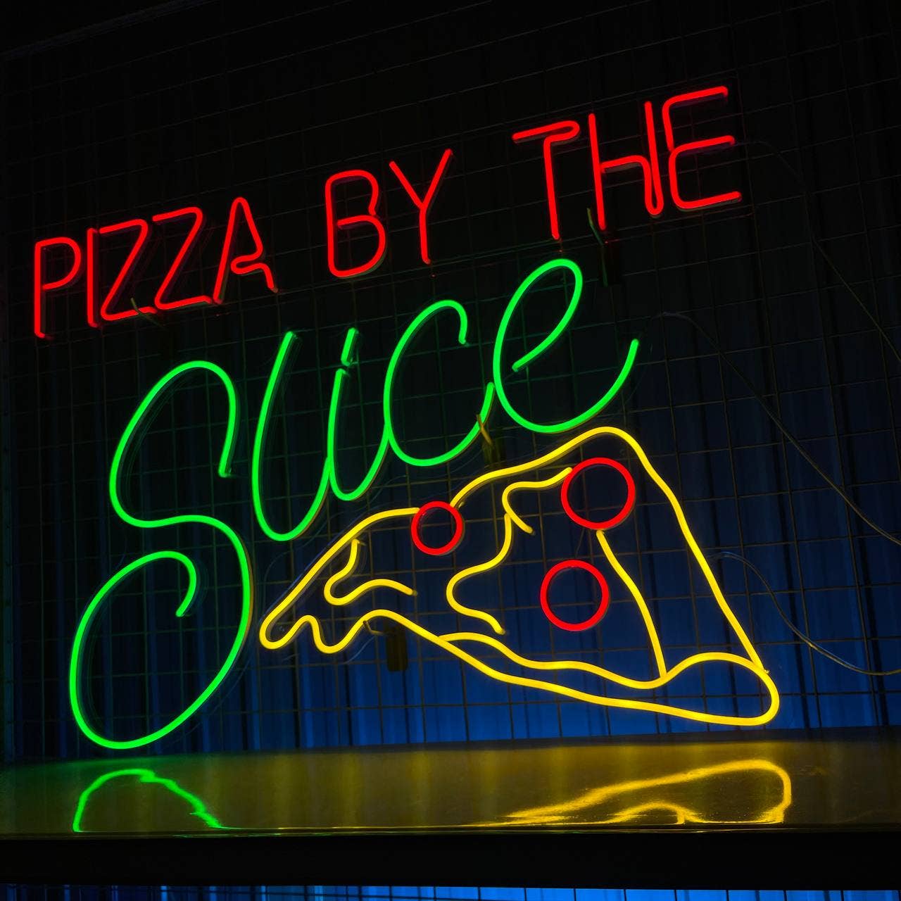 Pizza By The Slide Neon Sign Decor Pizza Restaurant Decor