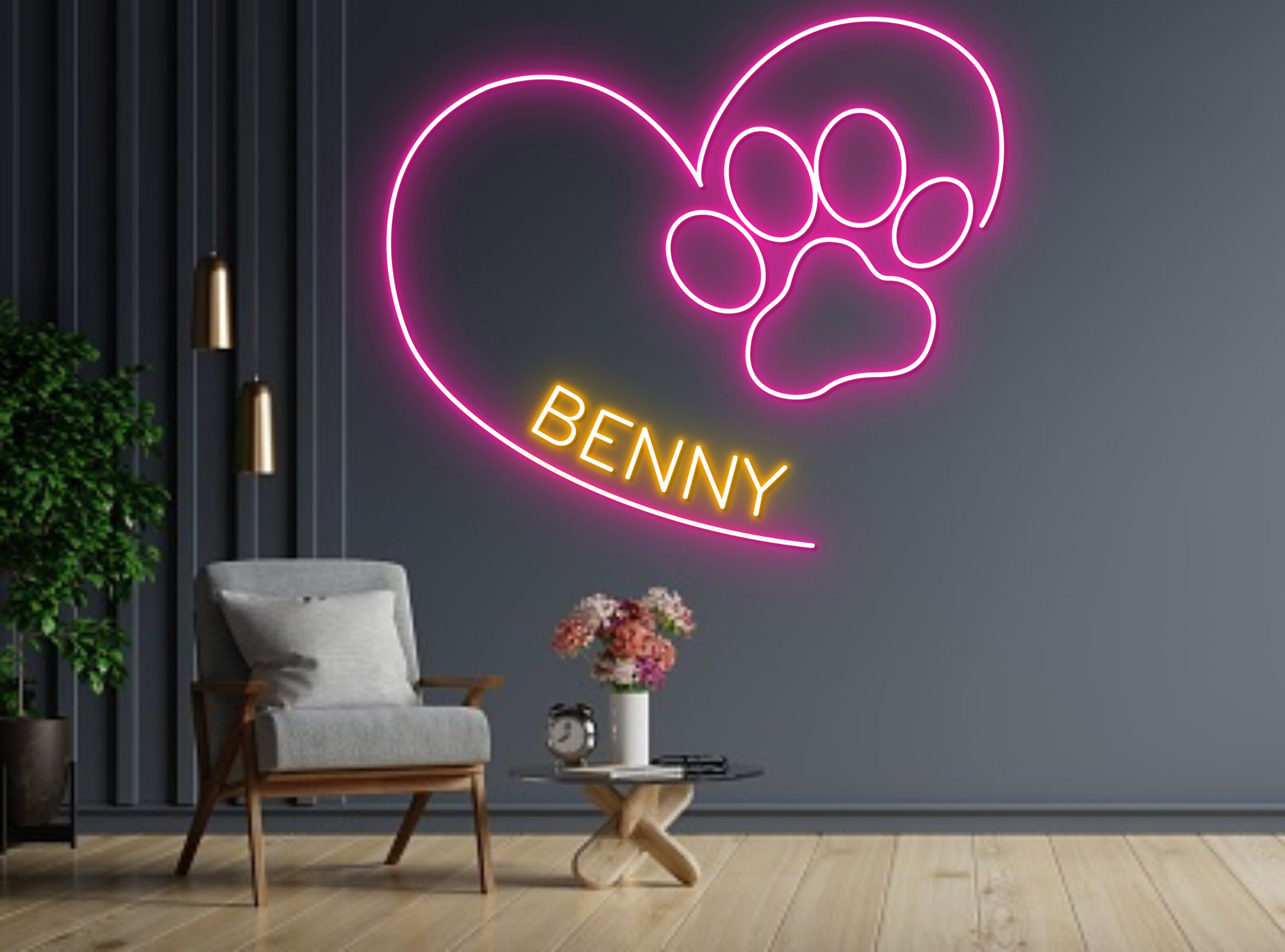 Custom Dog Paw Name Neon Sign Decor sign