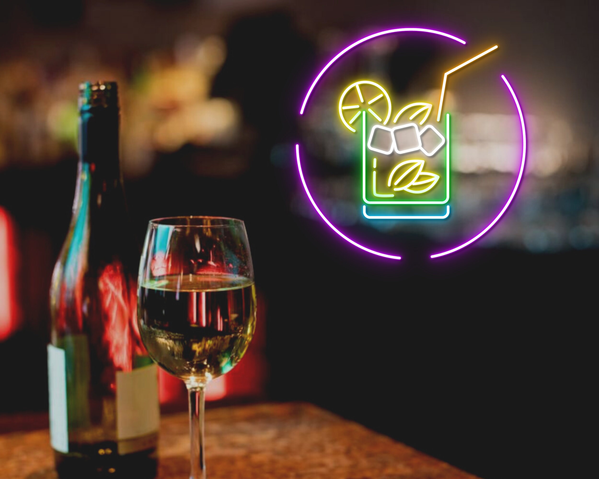 Cocktails Cup Bar Pub Neon Signs Wall Signage