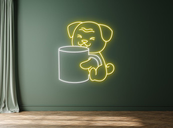 Pug Dog And Coffee Cup Neon Sign Pet Lover Gifts