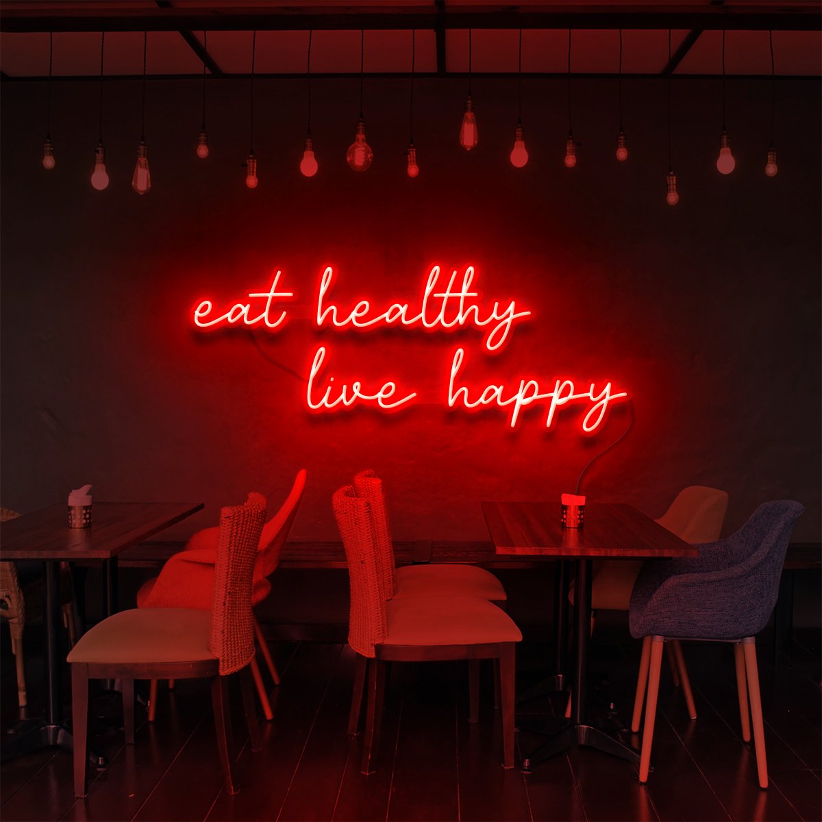 Eat Healthy, Live Happy Neon Sign