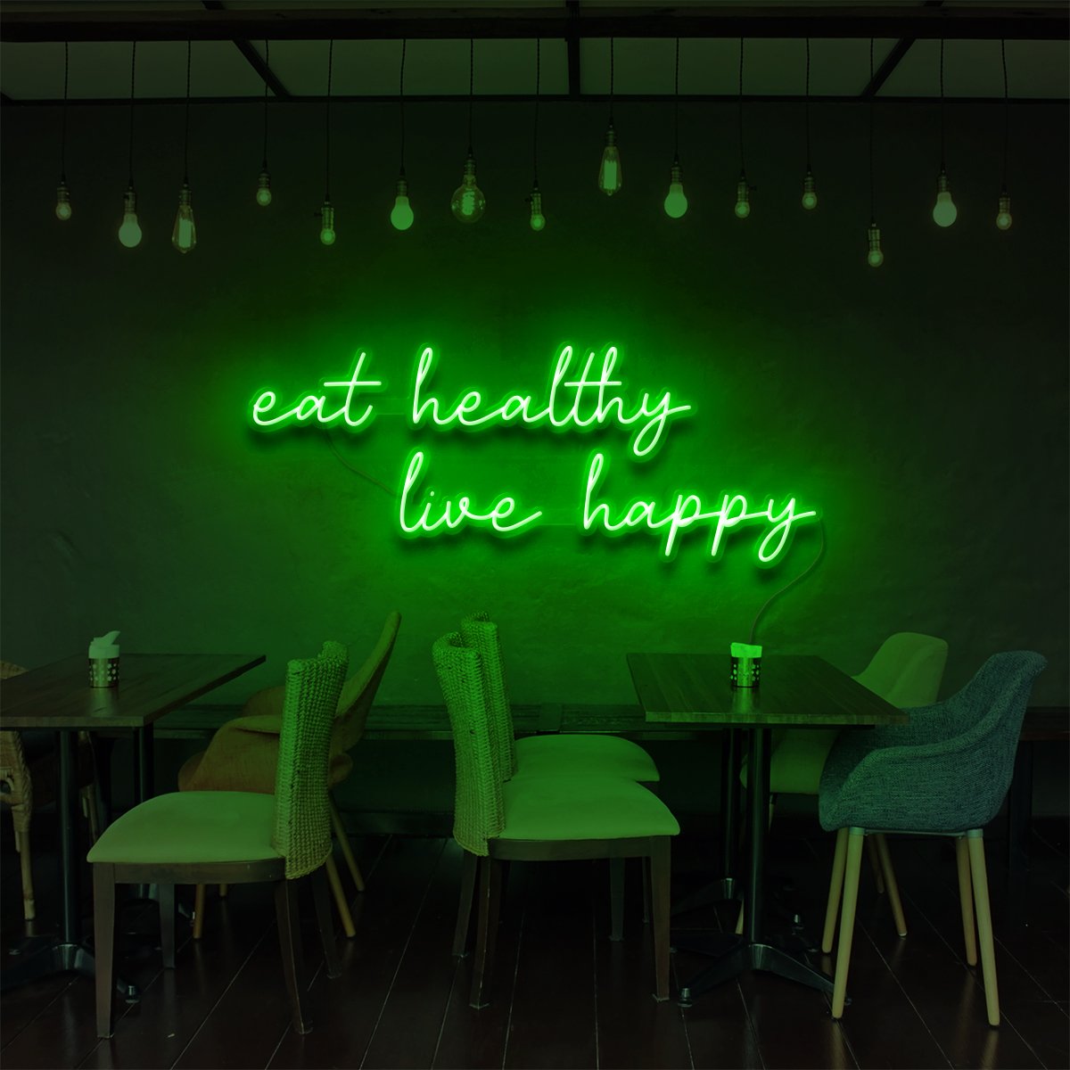 Eat Healthy, Live Happy Neon Sign