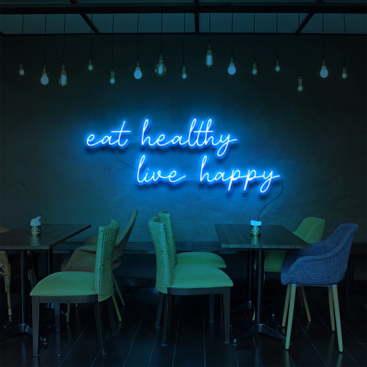 Eat Healthy, Live Happy Neon Sign