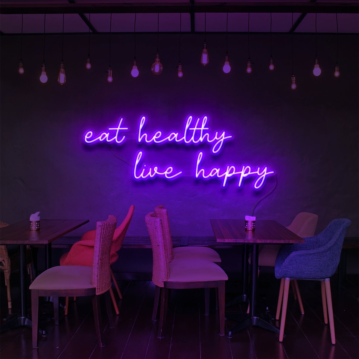 Eat Healthy, Live Happy Neon Sign
