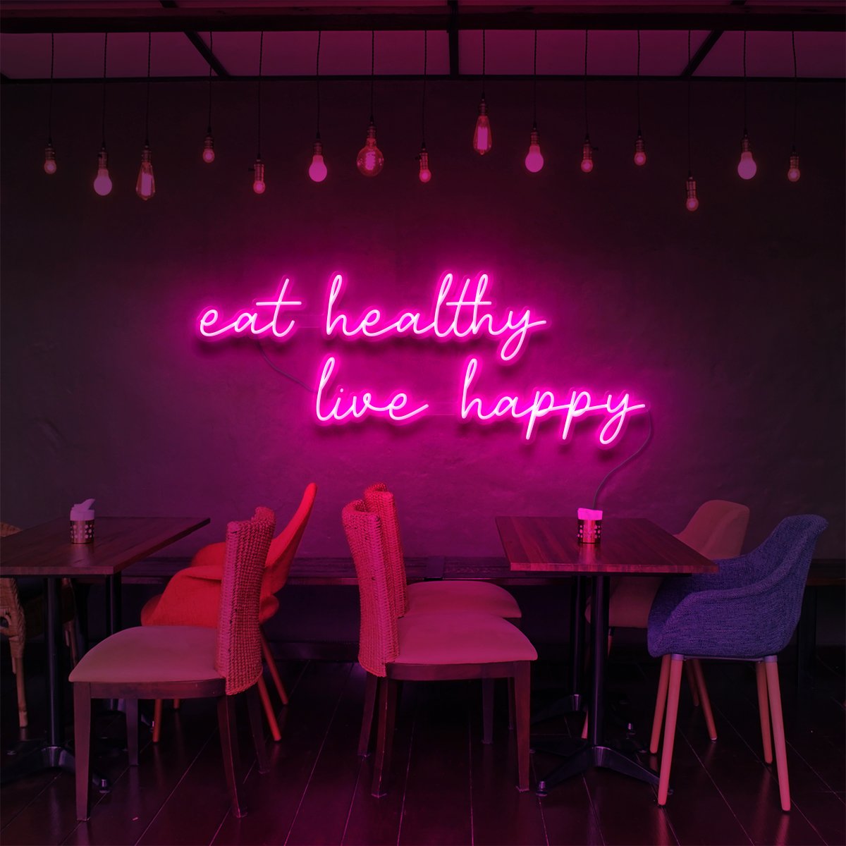 Eat Healthy, Live Happy Neon Sign