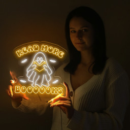 Ghost Read More Boooooks Neon Sign Halloween Decor
