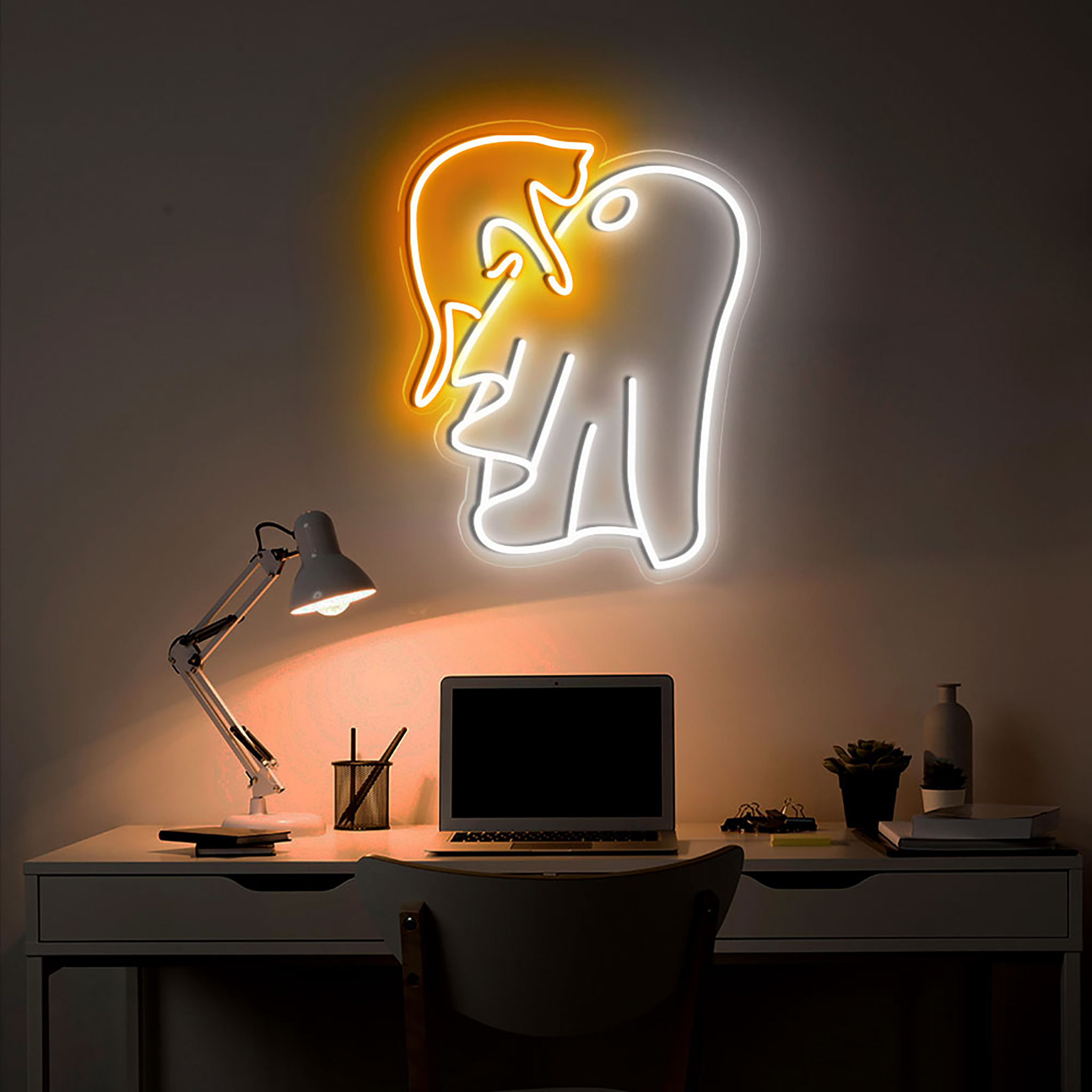 Ghost Holding Black Cat Under The Moon Neon Sign Halloween Wall Art Decor