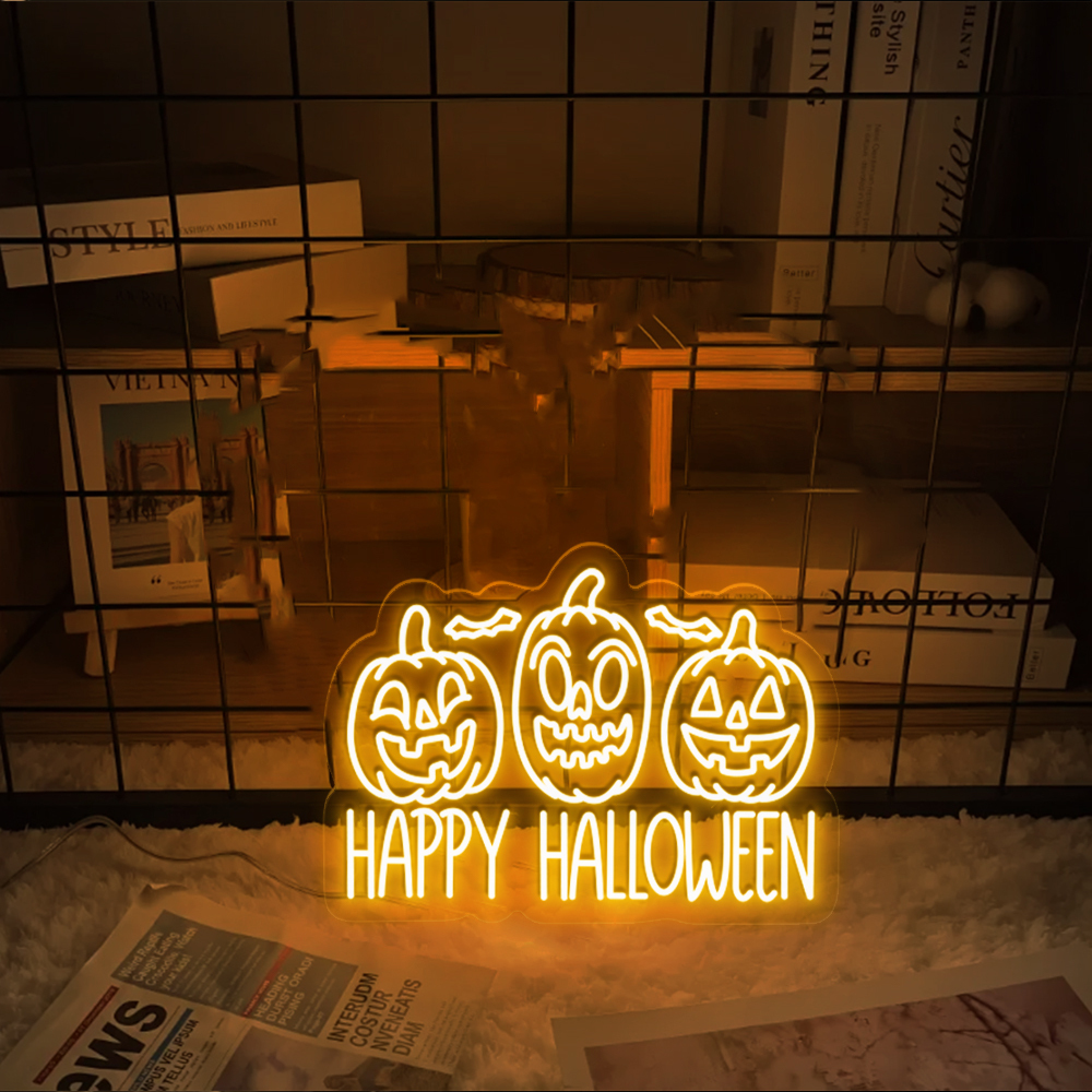 Happy Halloween Neon Sign Wall Art Sign Decor