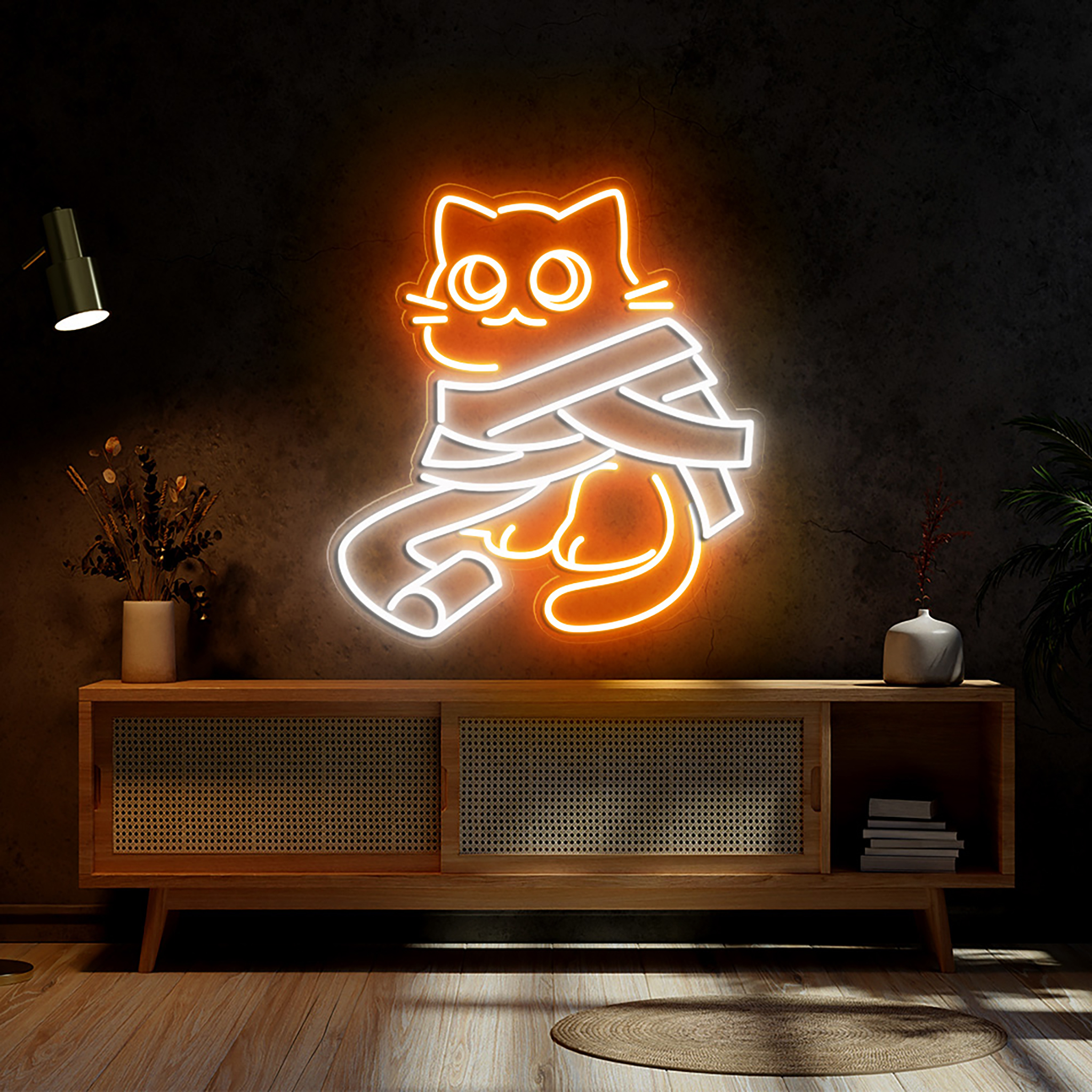 Cat Ghost Neon Sign Halloween Wall Art Decor