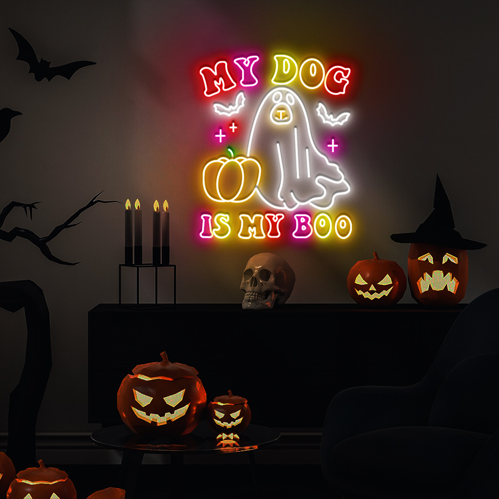 My Dog Is My Boo Neon Sign Halloween Gifts