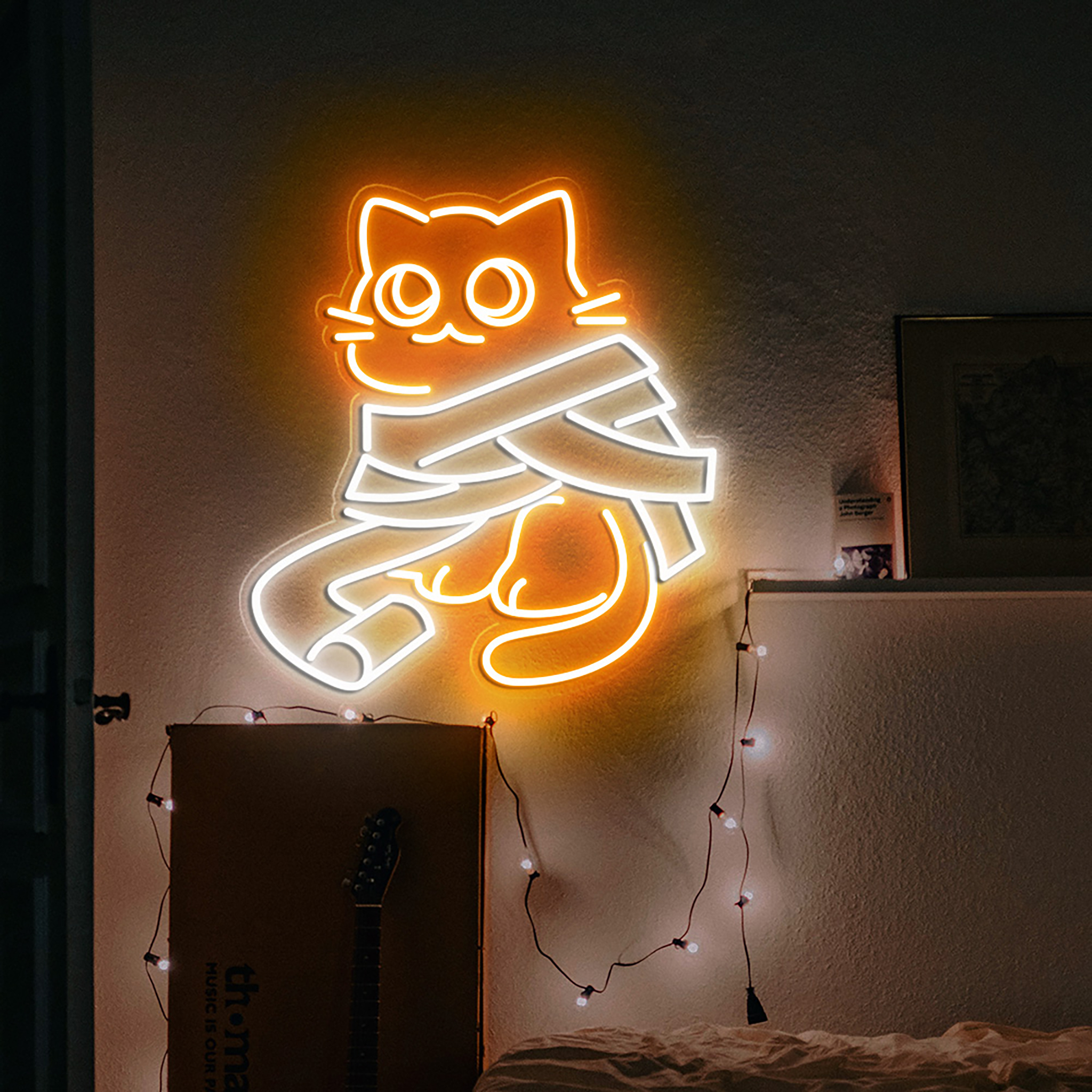 Cat Ghost Neon Sign Halloween Wall Art Decor