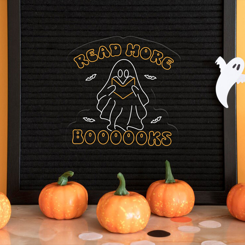Ghost Read More Boooooks Neon Sign Halloween Decor