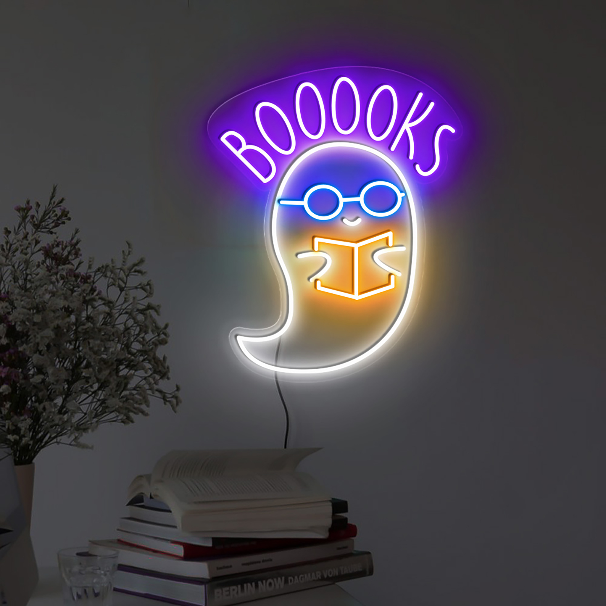 Booooks Read Book Neon Sign Halloween Wall Art Decor