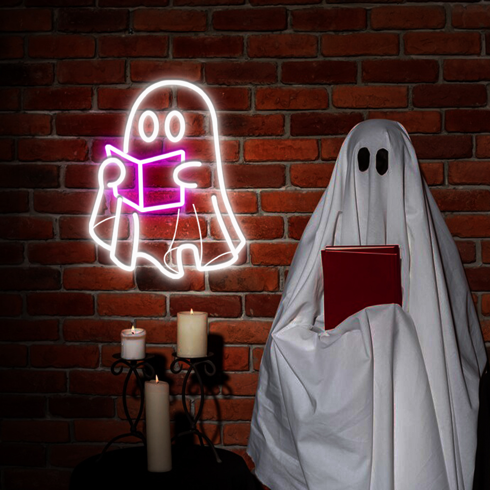 Ghost Boo Neon Sign Halloween Wall Art Sign Decor