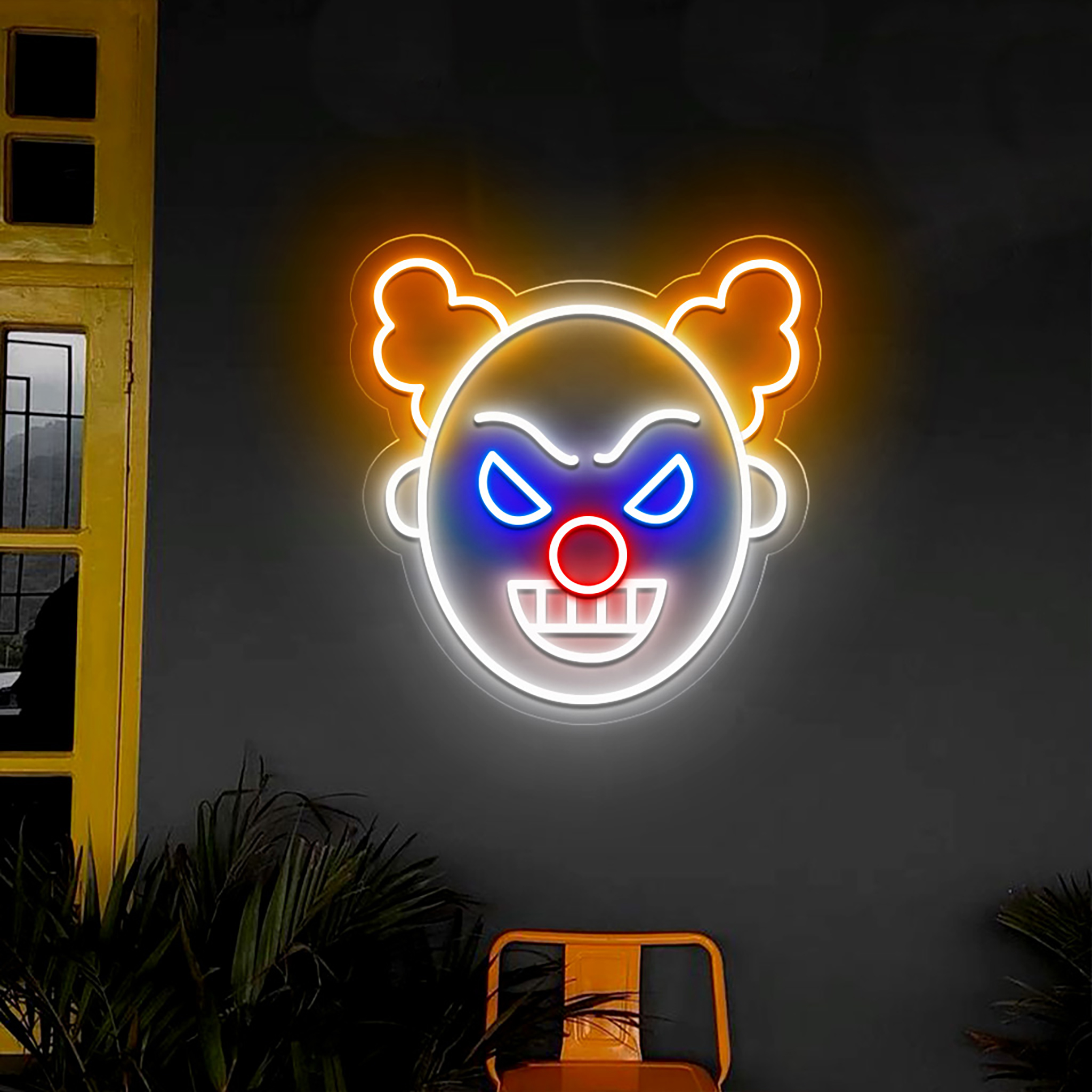 Scary Clown or Joker Halloween Neon Sign Hanging Wall Art Decor