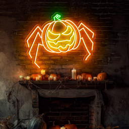 Pumpkin Spider Neon Sign Halloween Wall Art Decor